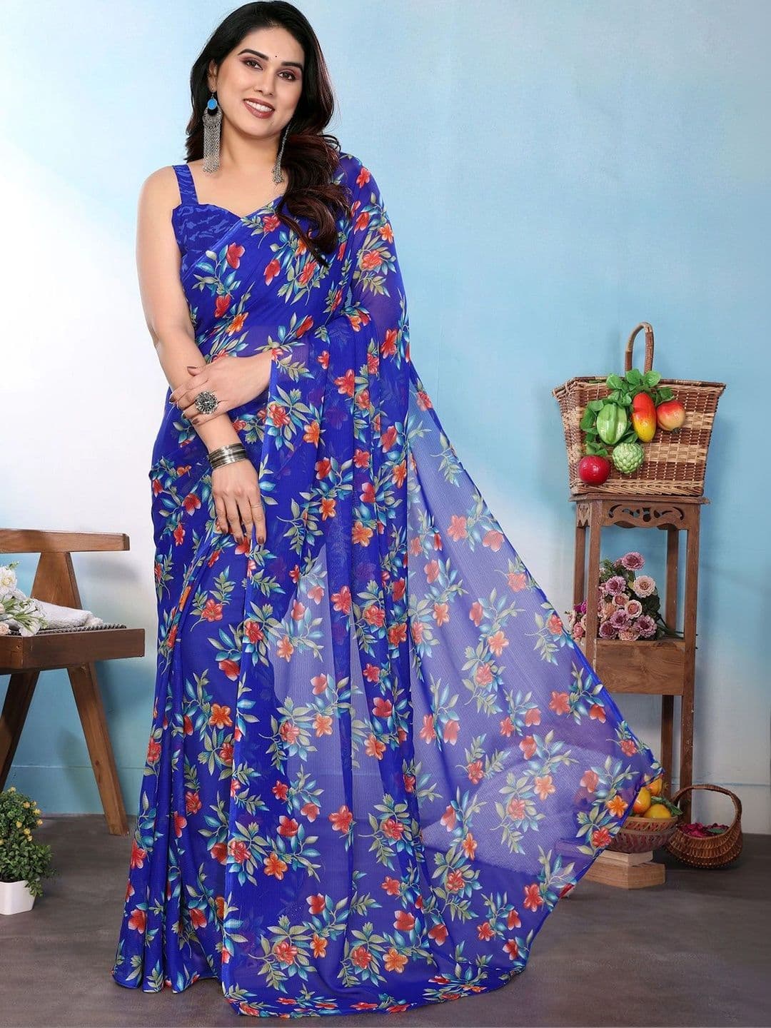 Lookmark Floral Pure Georgette Saree - view 1