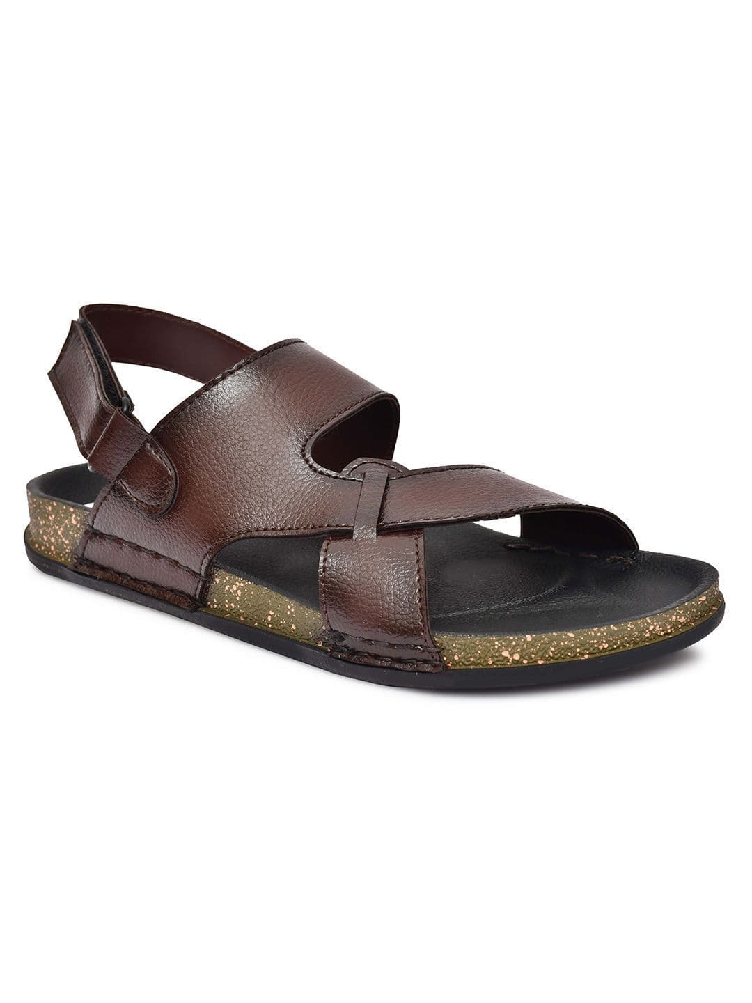 G L Trend Men Brown Casual comfortable Waterproof Leather Velcro Sandals thumbnail 7