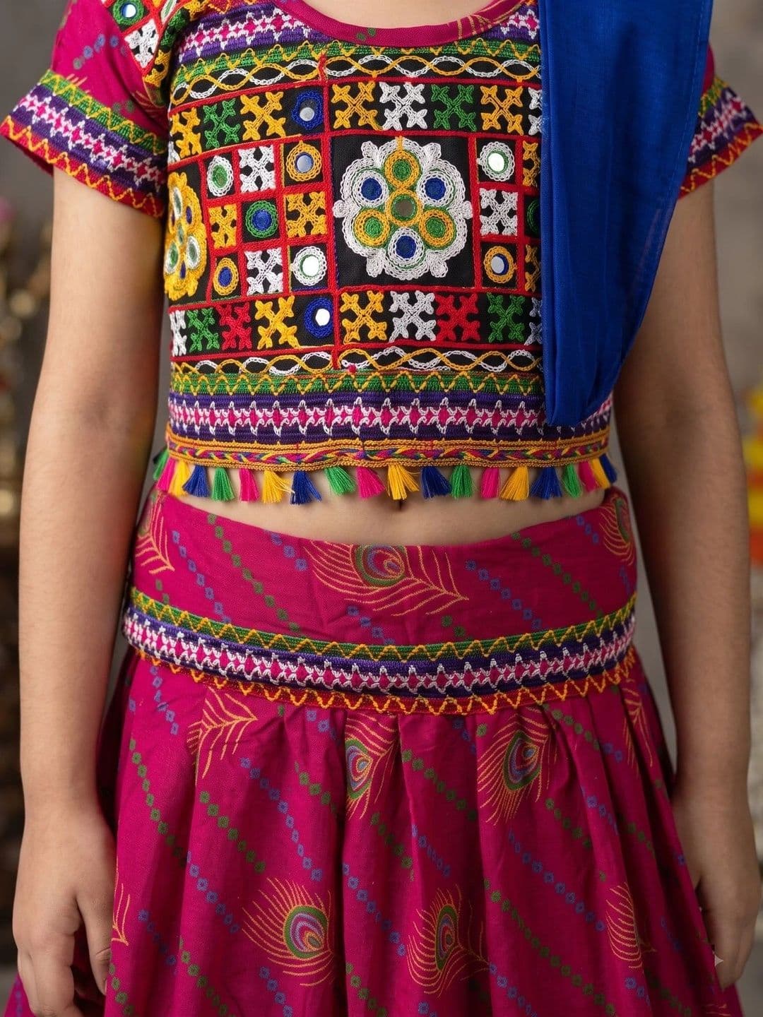 ahhaaaa Girls Embroidered Mirror Work Ready to Wear Lehenga & Blouse With Dupatta thumbnail 2