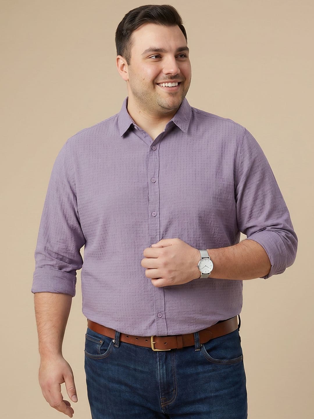 Sztori Plus Size Textured Pure Cotton Casual Shirt - view 1