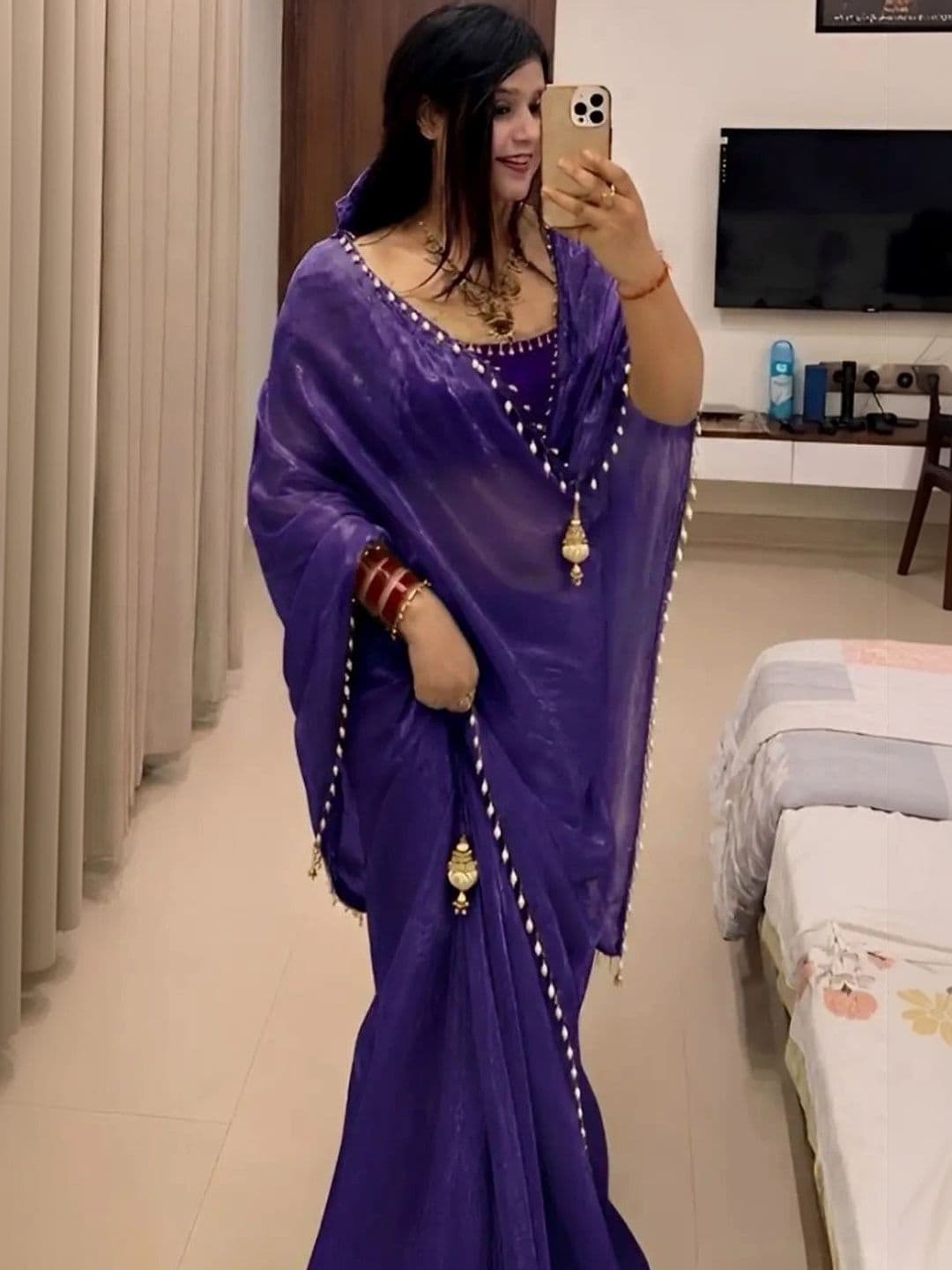 LabelVASTRA Embroidered Silk Blend Saree thumbnail 2