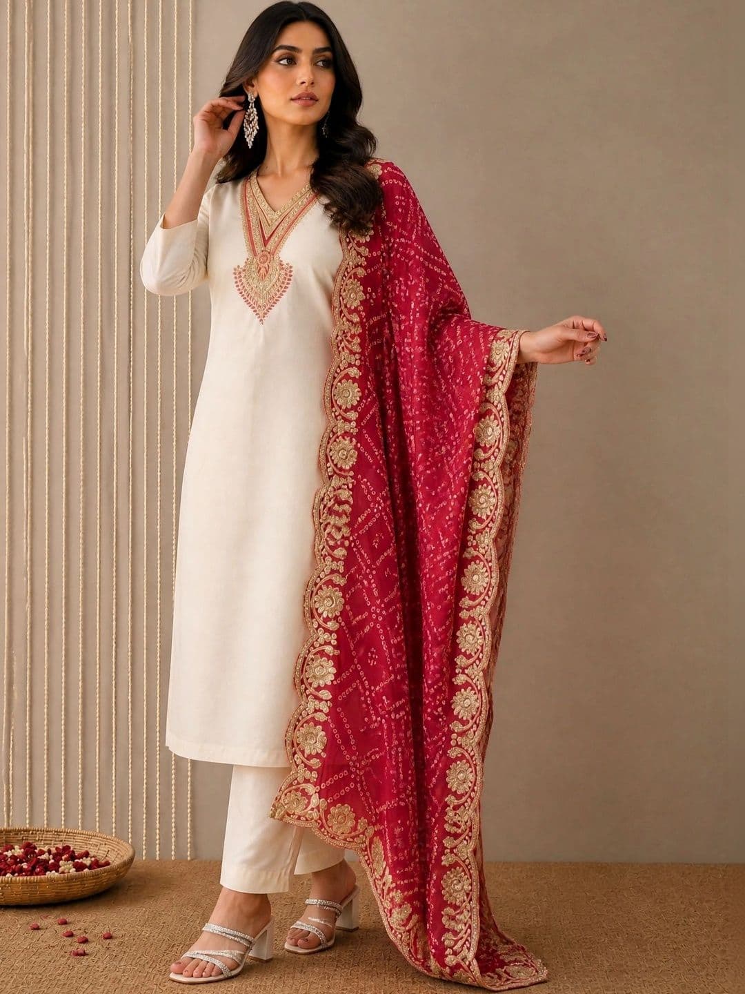 Anouk Mirage Women Ethnic Motifs Embroidered Regular Kurta with Trousers & With Dupatta thumbnail 5