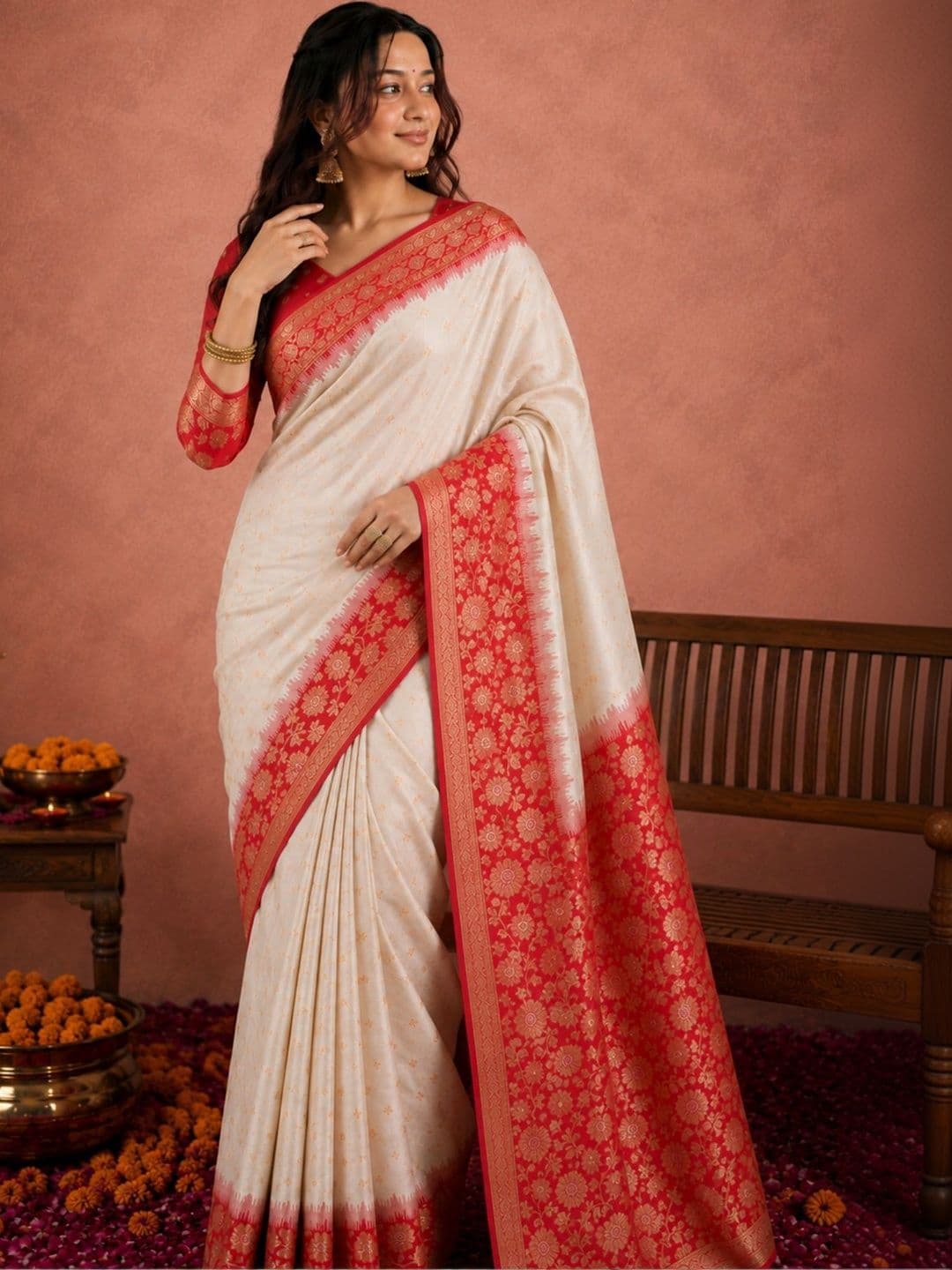 Rujave Zari Silk Blend Saree thumbnail 7