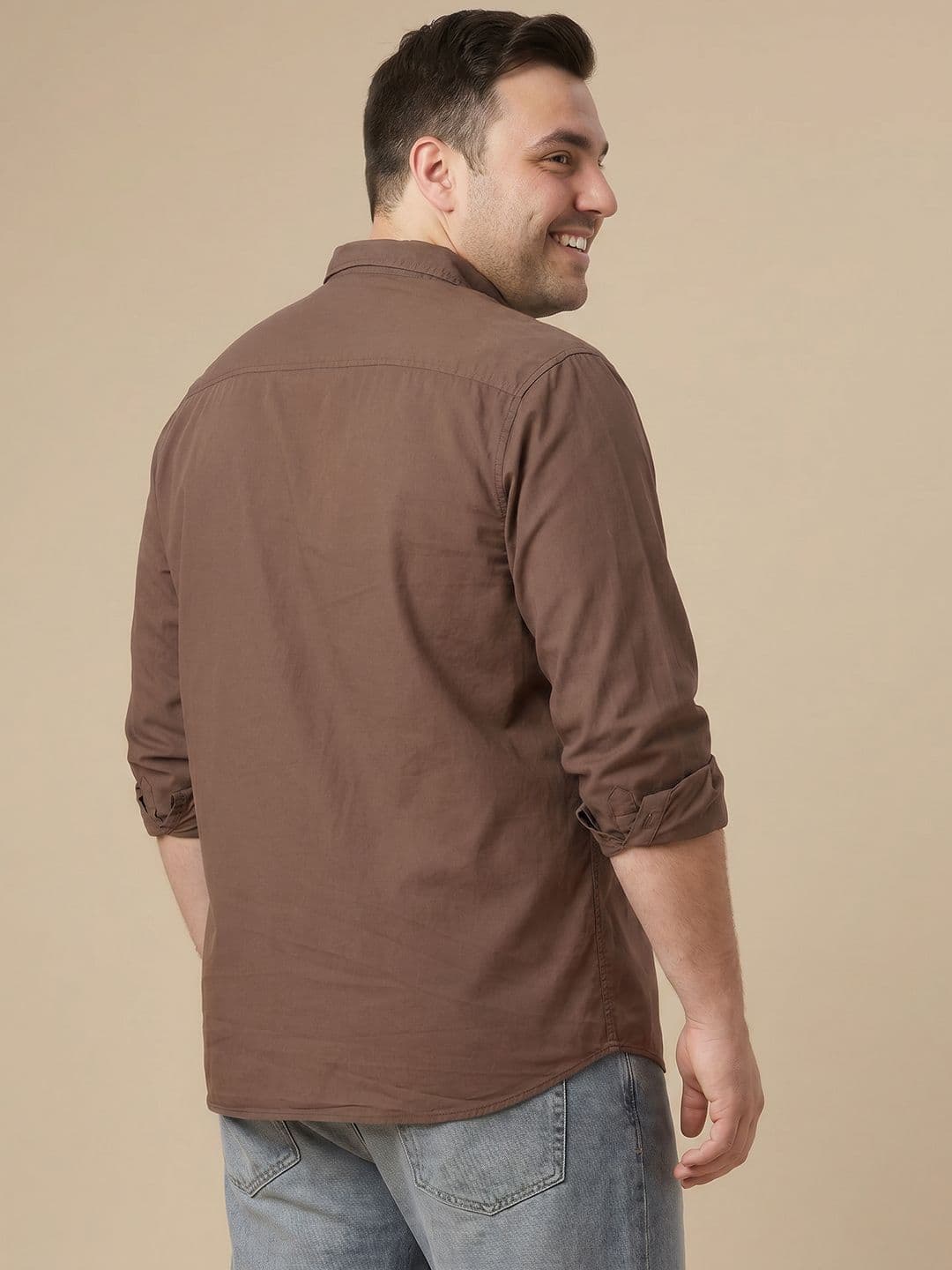 Sztori Plus Size Spread Collar Pure Cotton Casual Shirt thumbnail 4