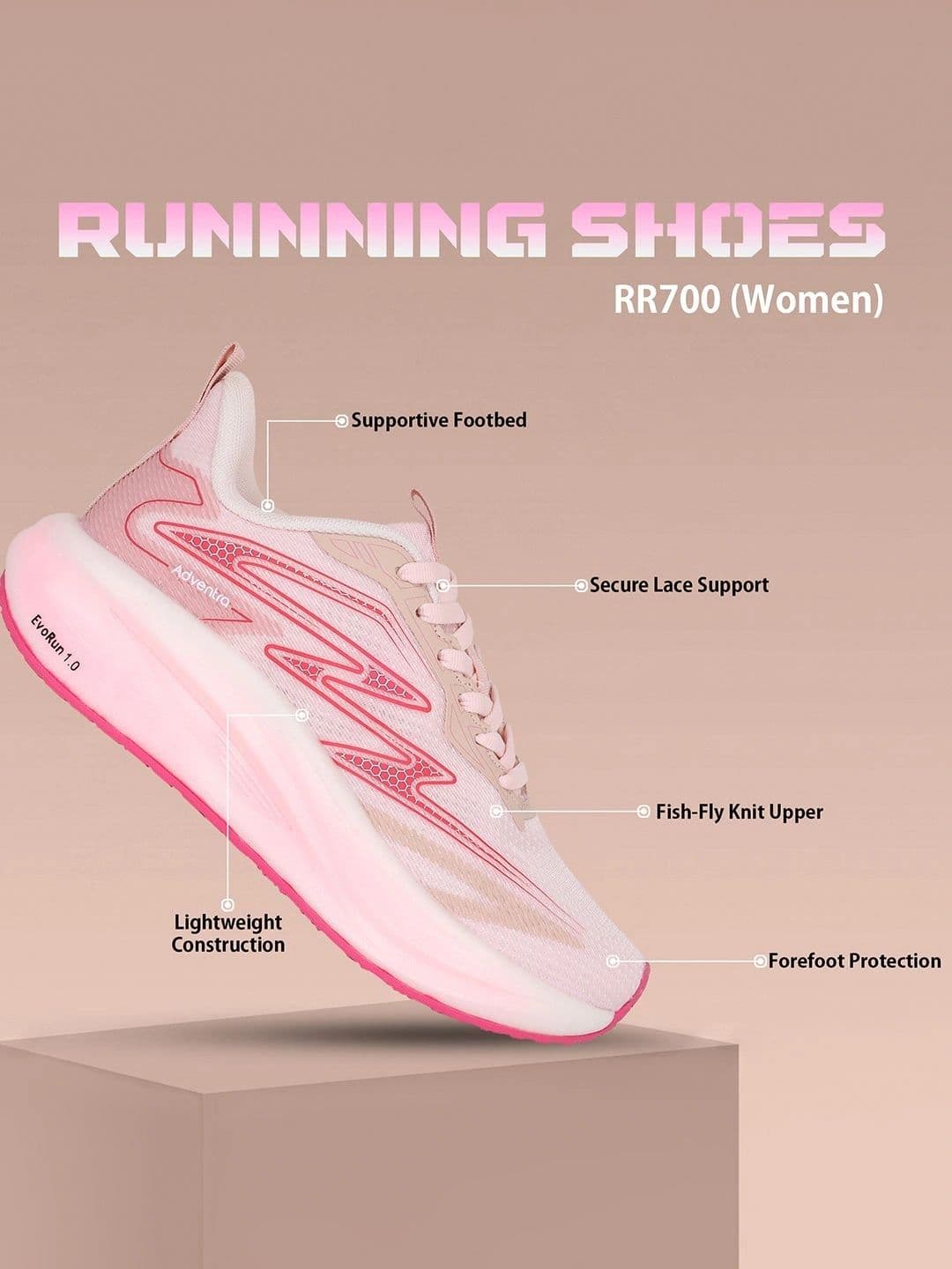 Adventra Sports Women Mesh Running Non-Marking Shoes thumbnail 4