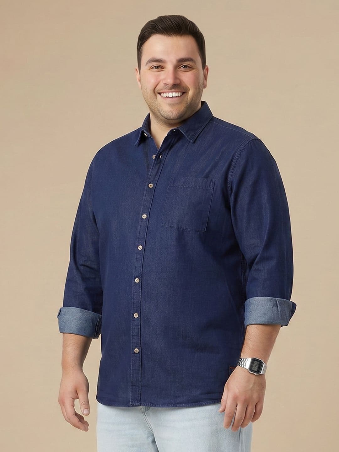 Sztori Plus Size Denim Casual Shirt - view 1