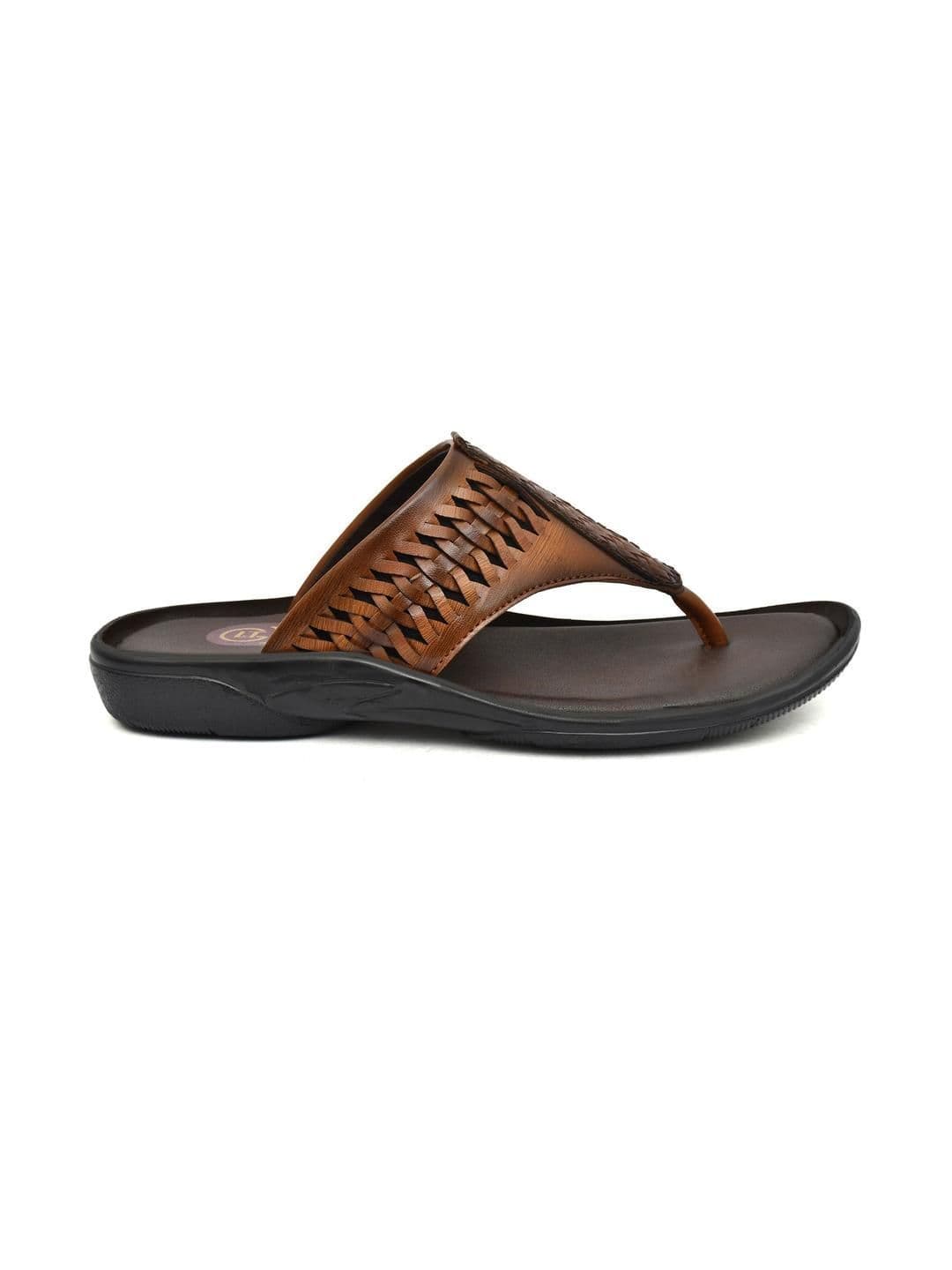 G L Trend Men's Tan Textured Comfort Thong Sandals with Adjustable Strap thumbnail 2