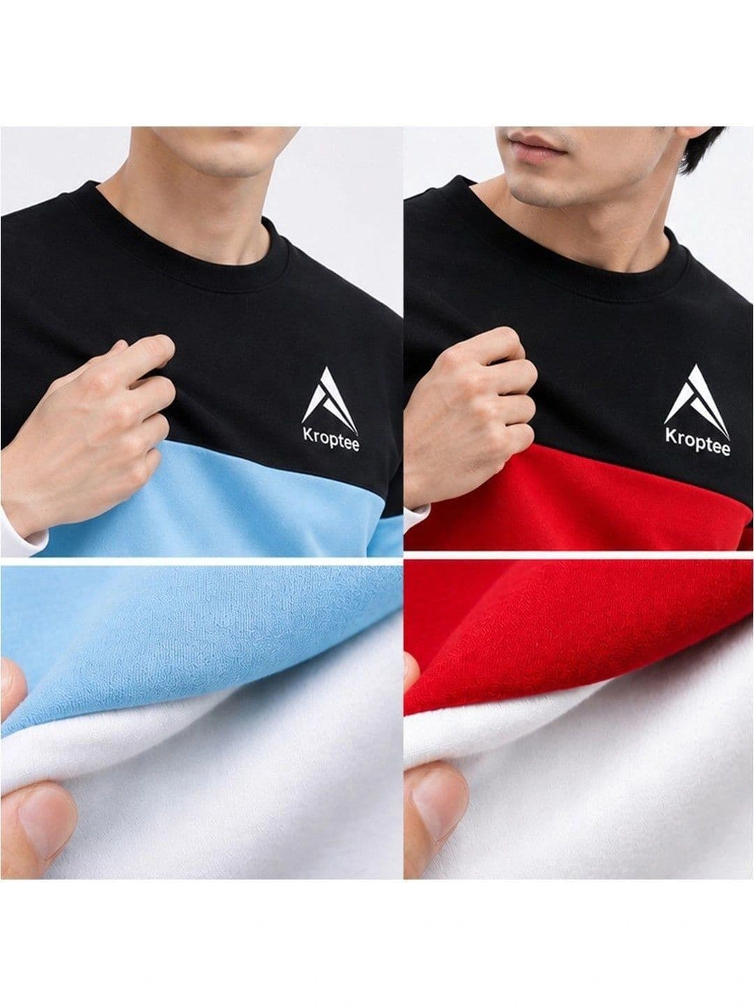 Kroptee Men Colourblocked Logo T-shirt Pack thumbnail 4