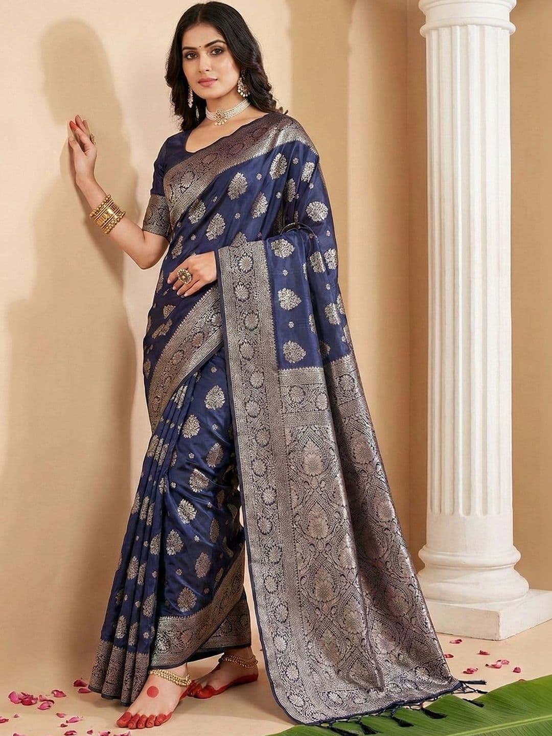 Mitera Woven Design Zari Silk Blend Banarasi Saree - view 1