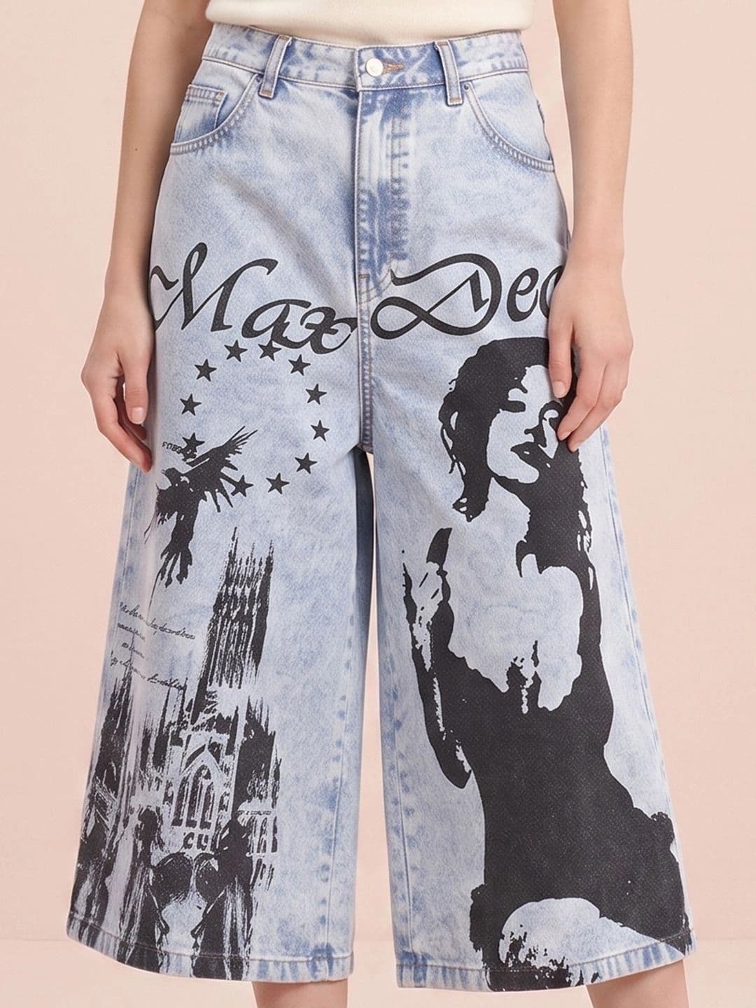 ATELIER REBEL Women Relaxed Fit Mid-Rise Heavy Fade Printed Jeans thumbnail 3