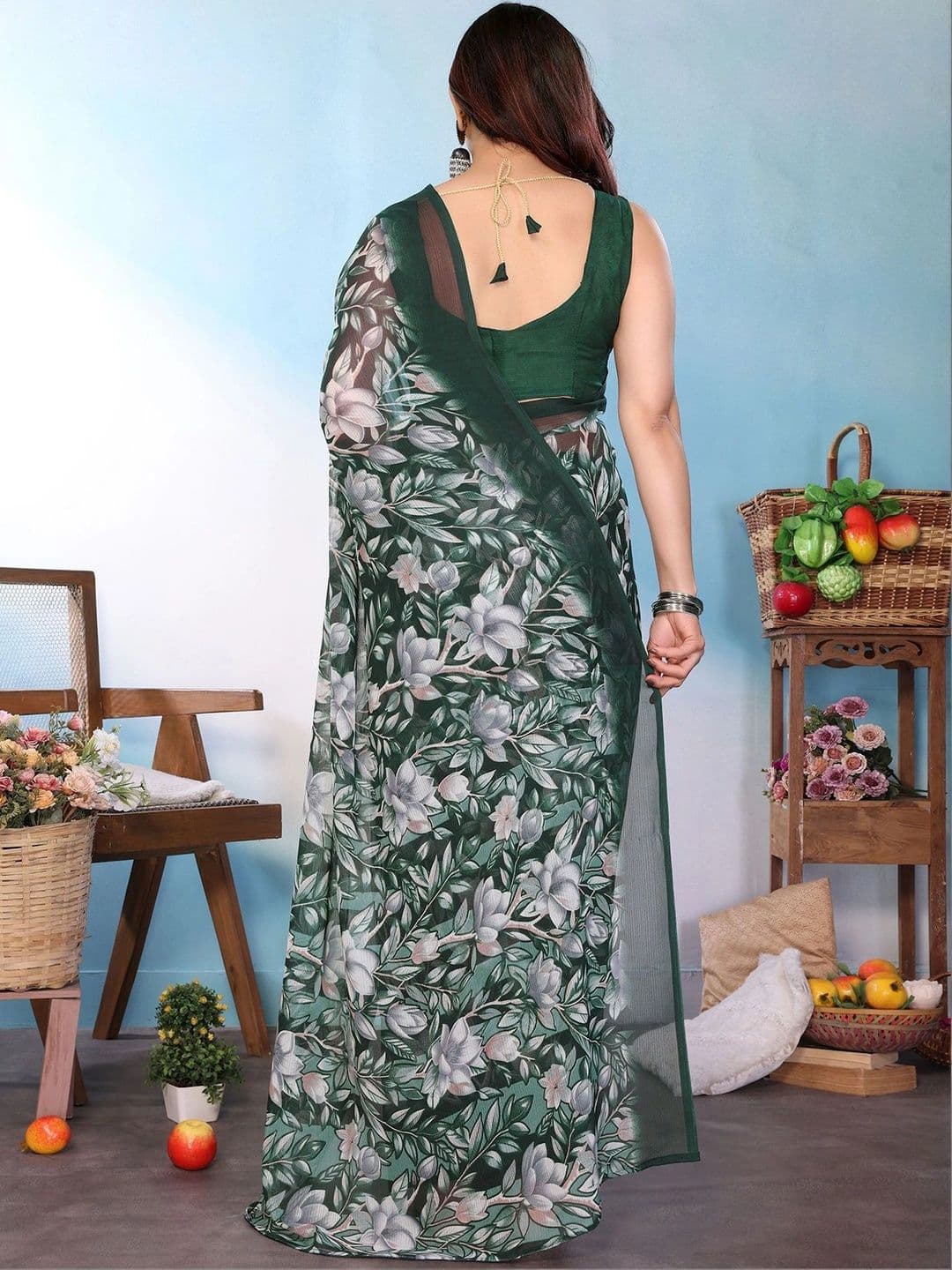 priyashi Floral Poly Georgette Saree thumbnail 4