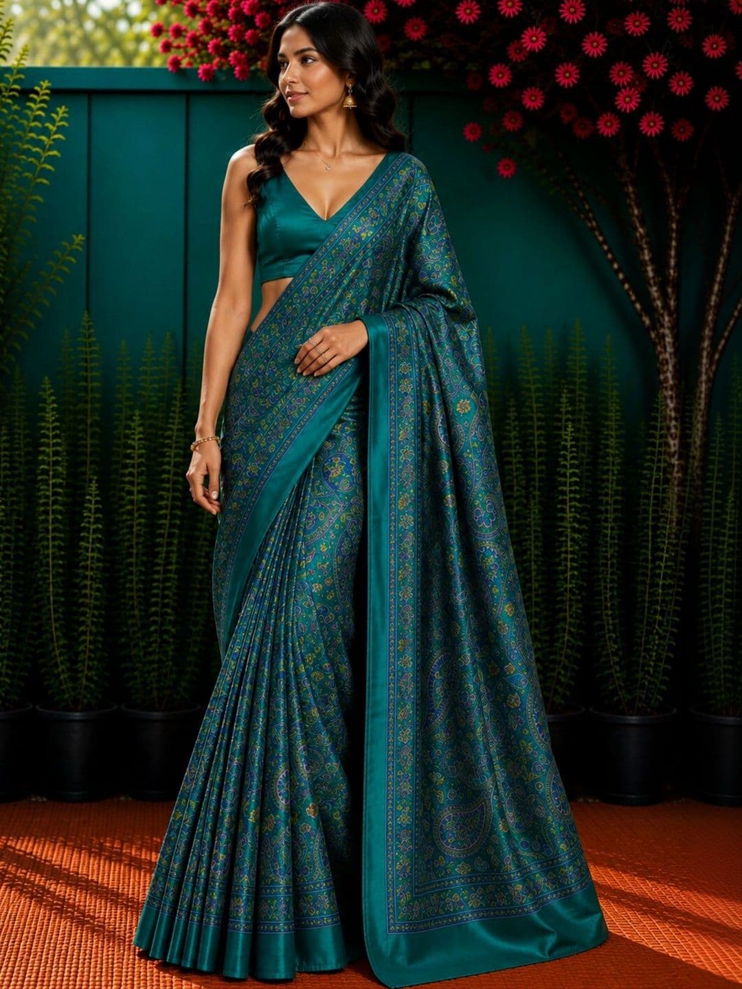 Anouk Women Paisley Art Silk Designer Saree thumbnail 2