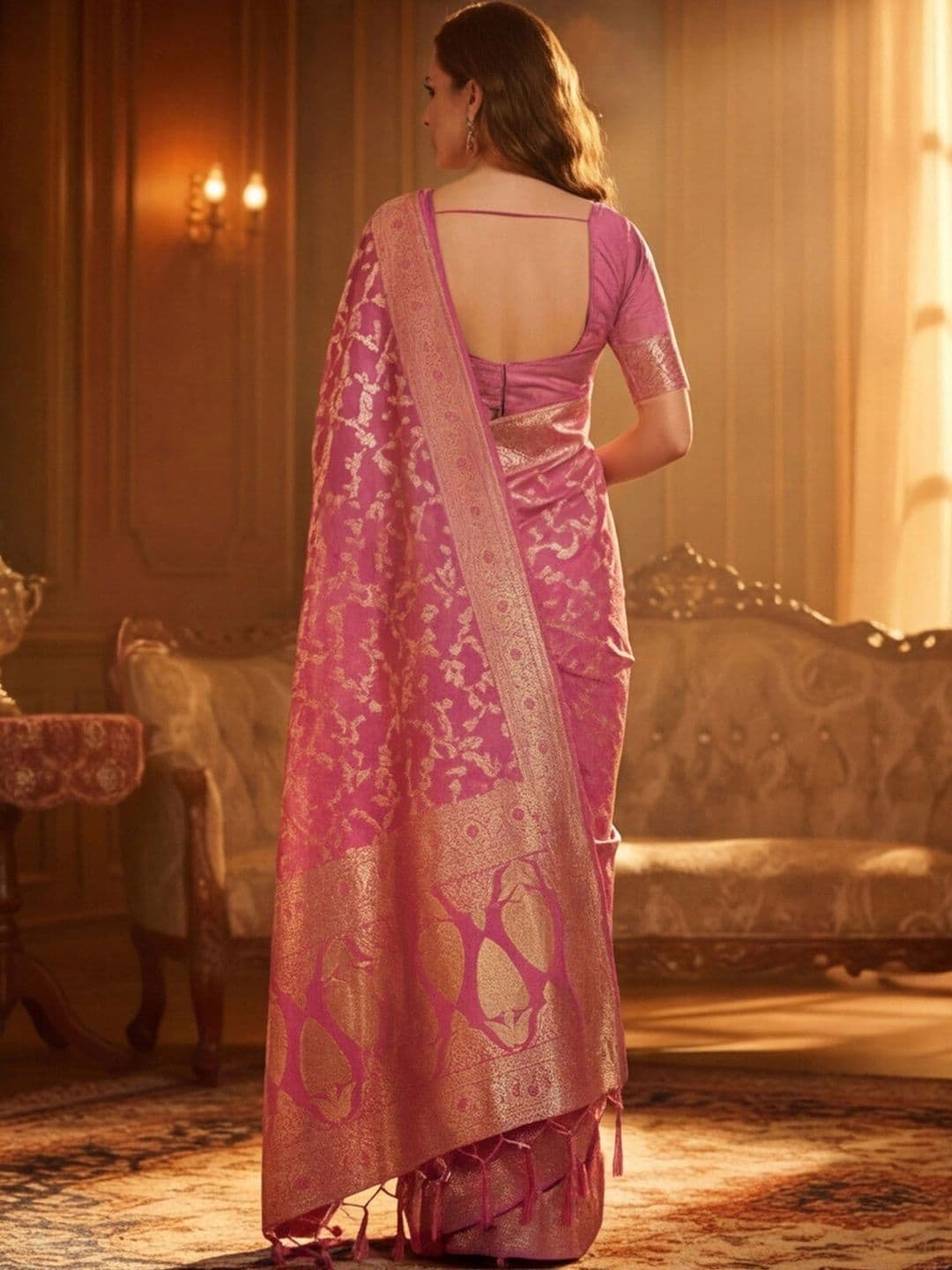 Anouk Rustic Woven Design Zari Silk Blend Designer Banarasi Saree thumbnail 2