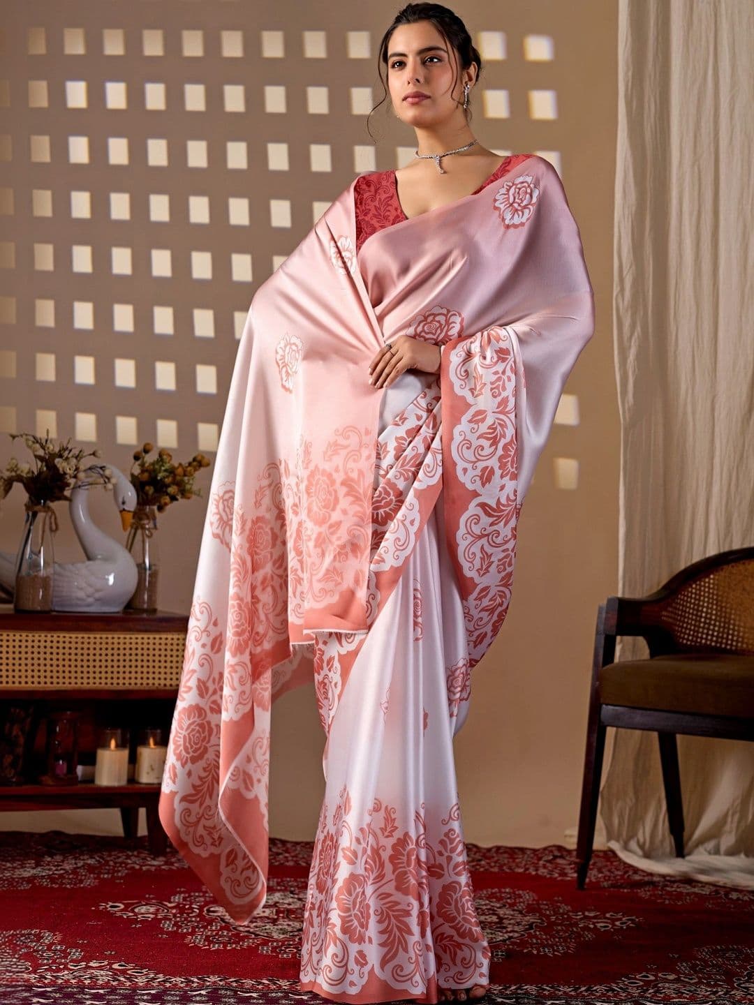 Moda Rapido Floral Satin Designer Saree thumbnail 7