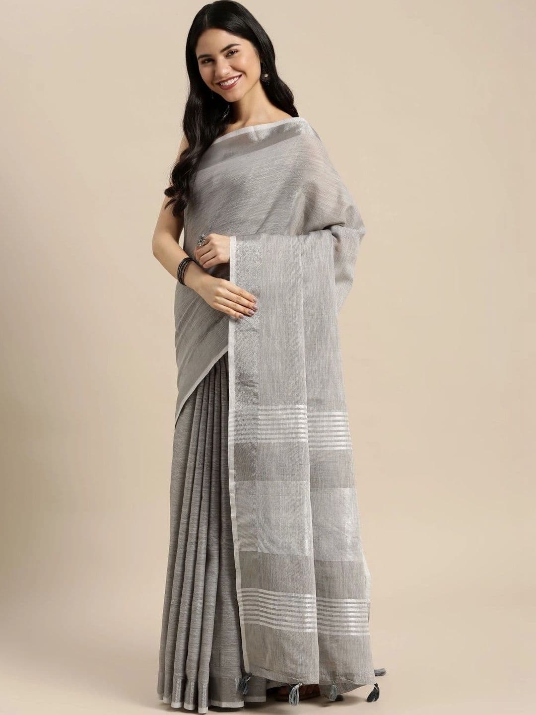 Mitera Woven Design Linen Blend Saree thumbnail 6