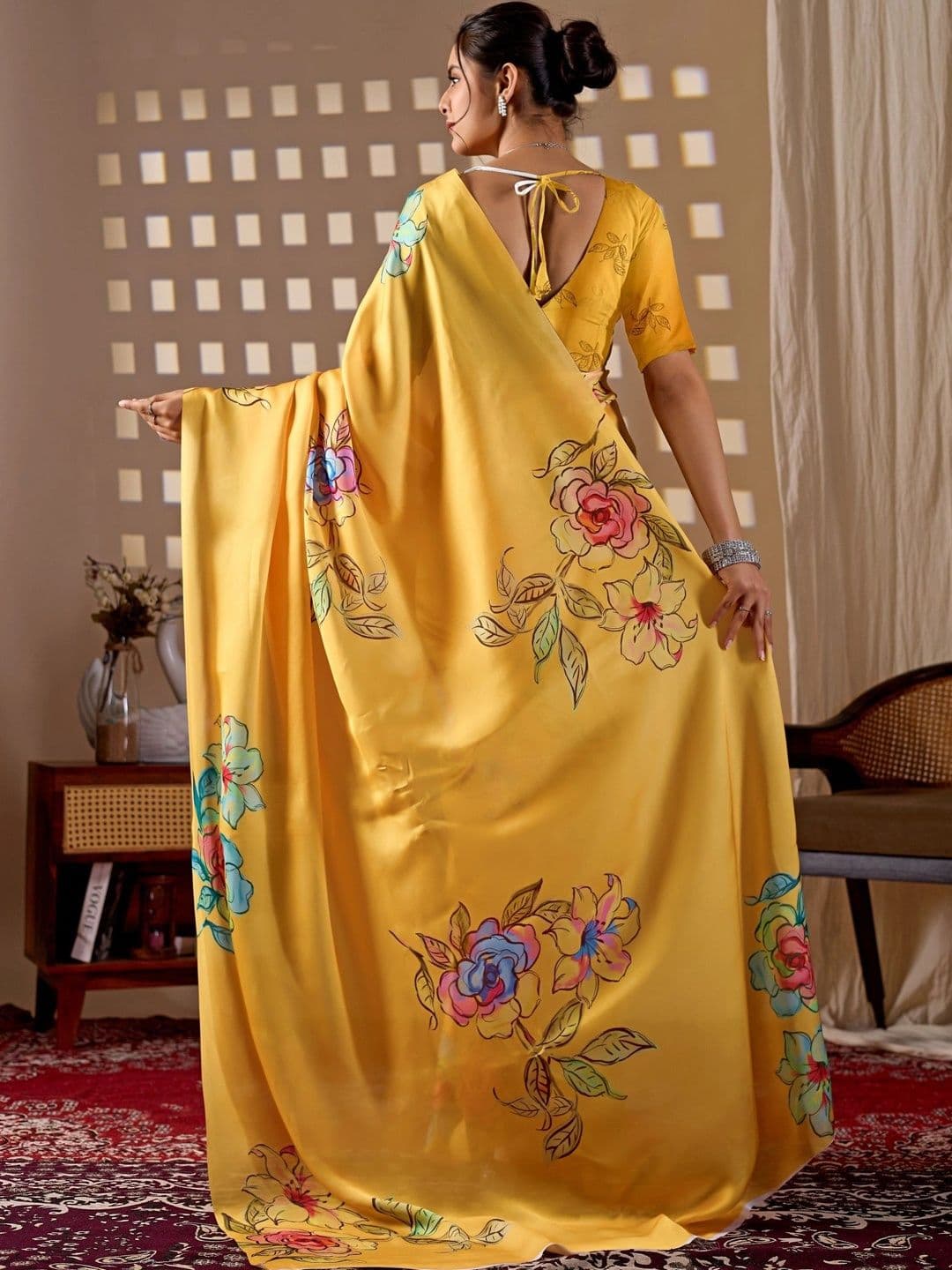 Moda Rapido Floral Satin Designer Saree thumbnail 6