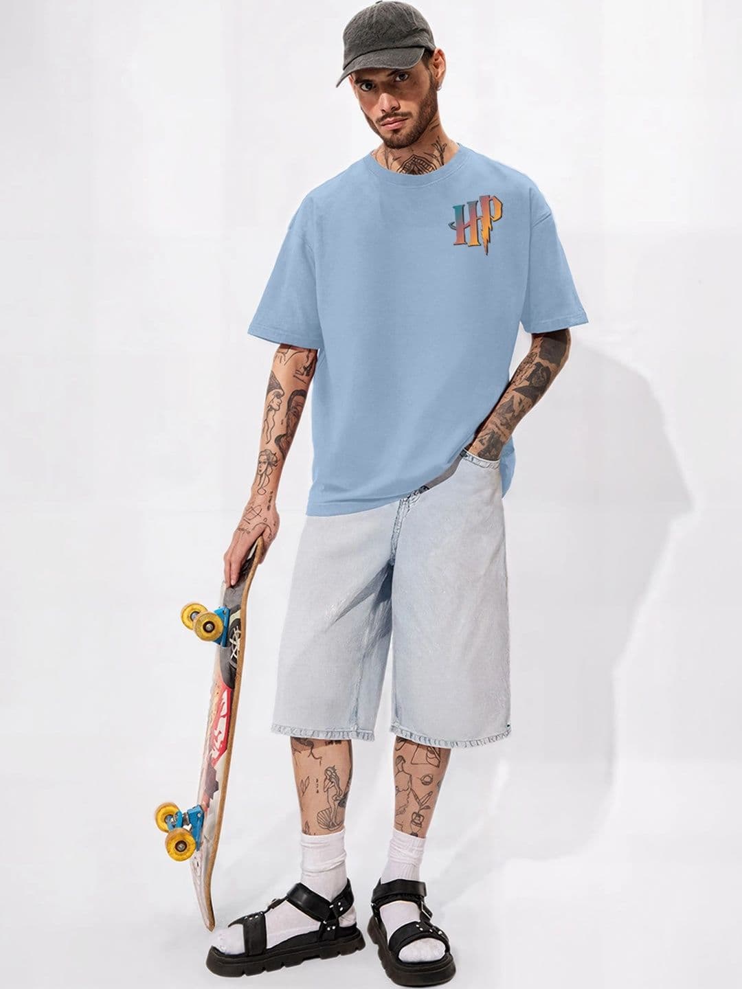 Moda rapido X TOGS & TERRE Men Printed Drop-Shoulder Sleeves Organic Cotton Blend T-shirt thumbnail 2
