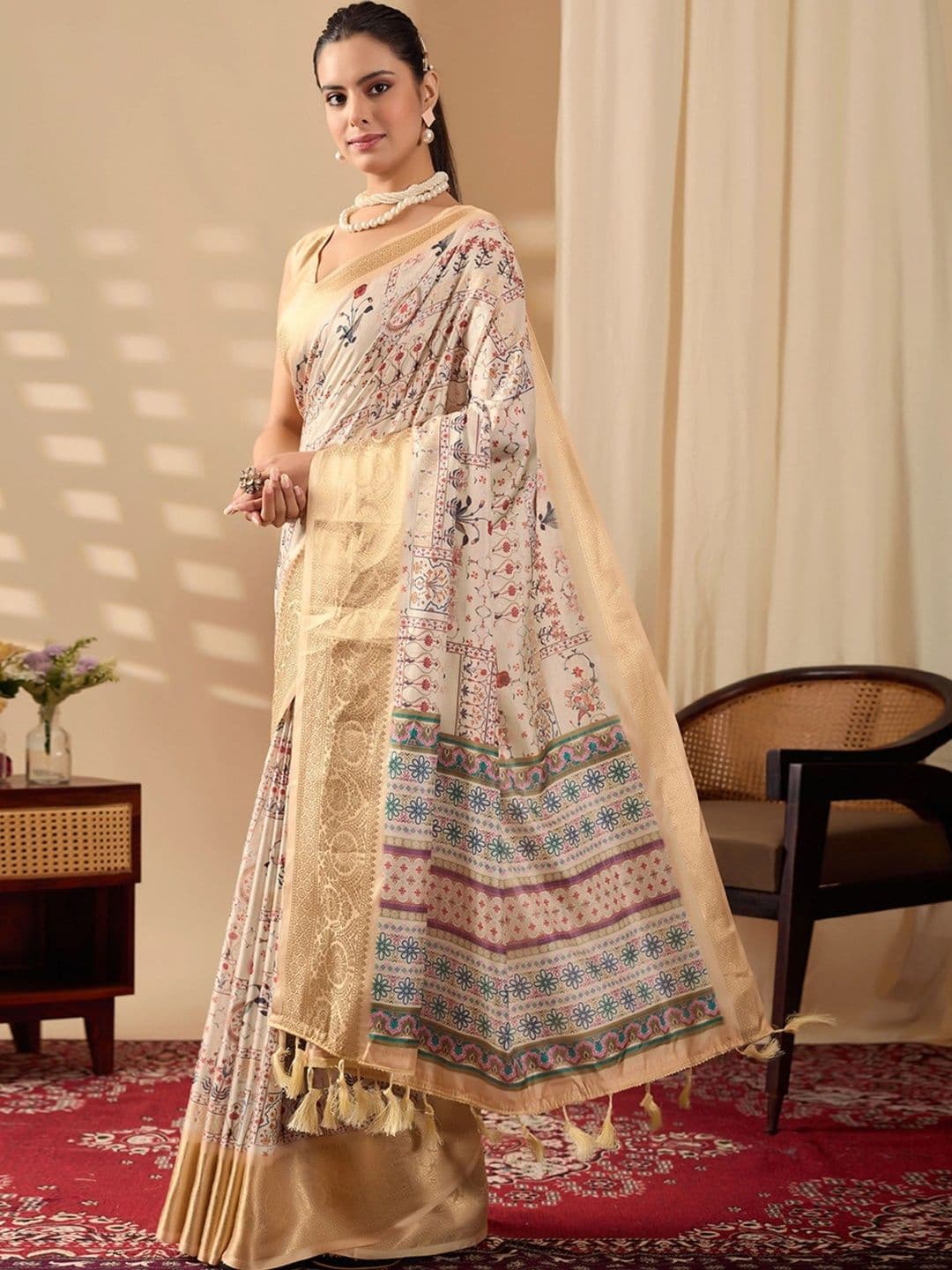 Moda Rapido Paisley Zari Silk Blend Designer Saree thumbnail 7