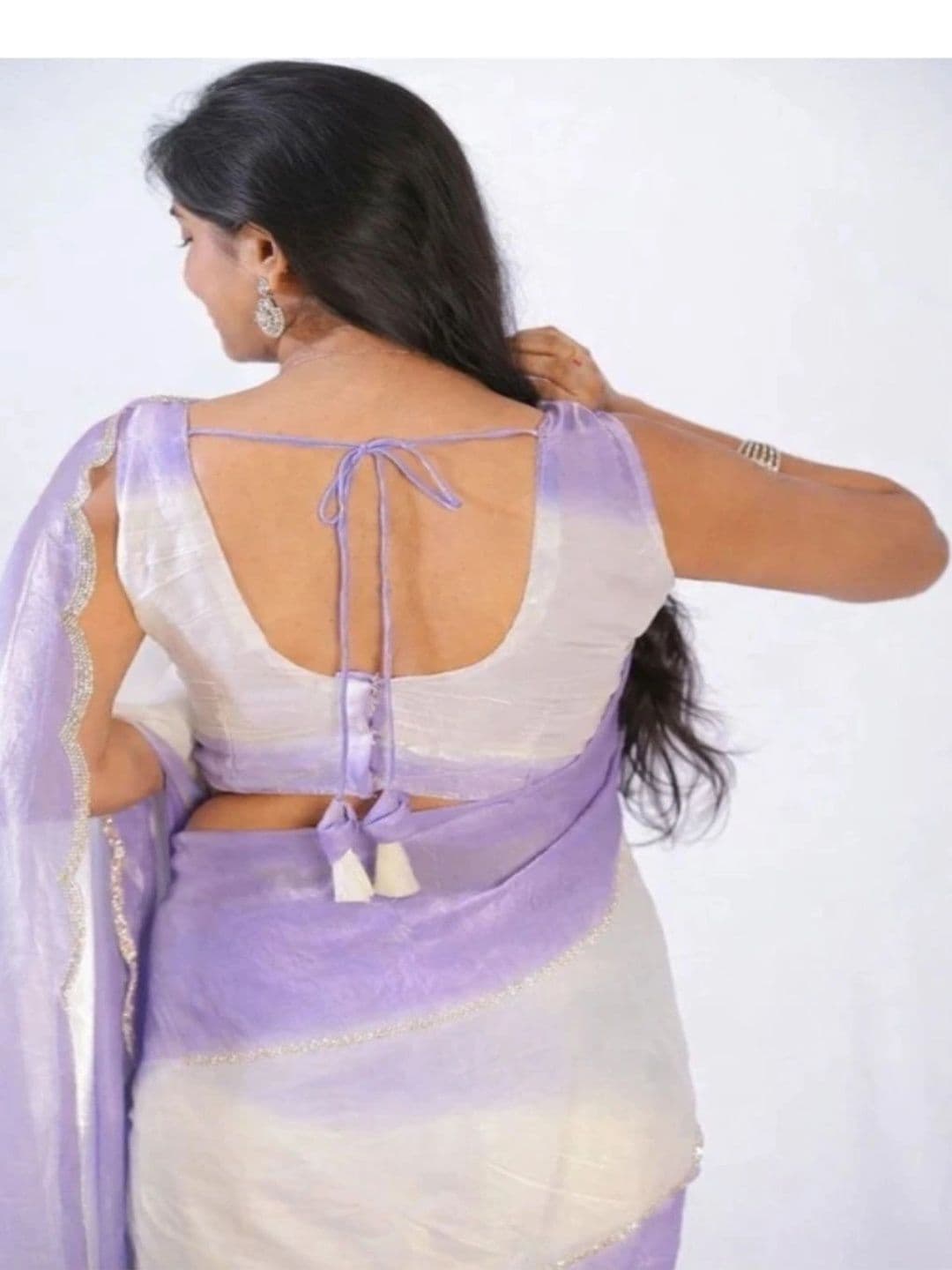 TAGALE Ombre Poly Georgette Chanderi Saree thumbnail 4