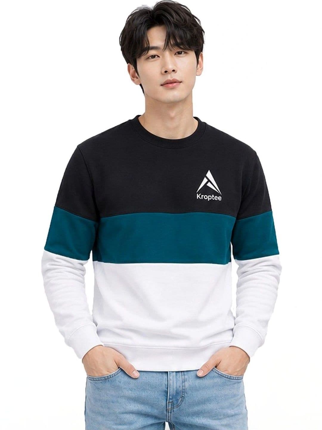 Kroptee Men Colourblocked Logo T-shirt Pack thumbnail 5
