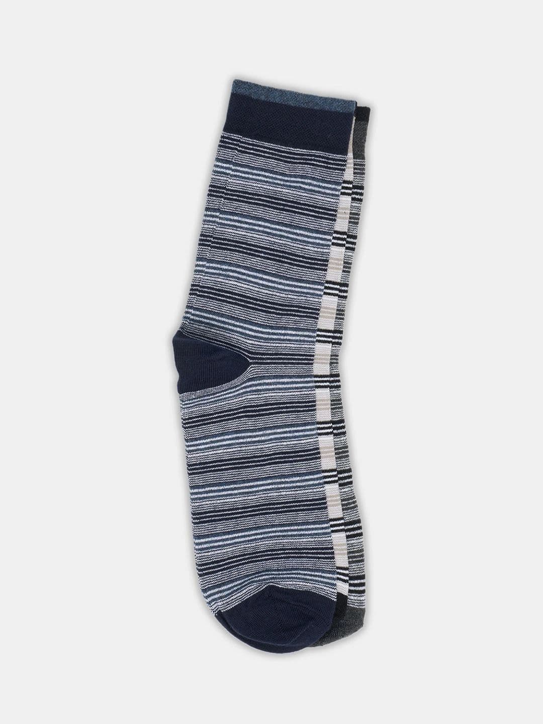 Urban Ranger by pantaloons Men Pack of 3 Cotton Blend Assorted Striped Above Ankle Socks thumbnail 2