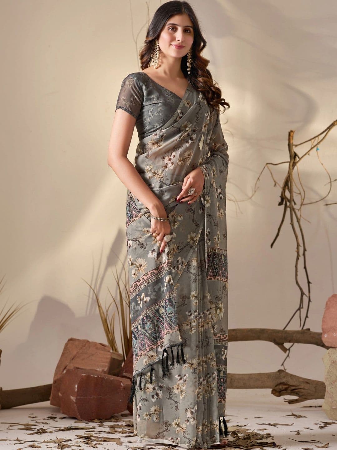 Moda Rapido Floral Poly Georgette Designer Saree thumbnail 7