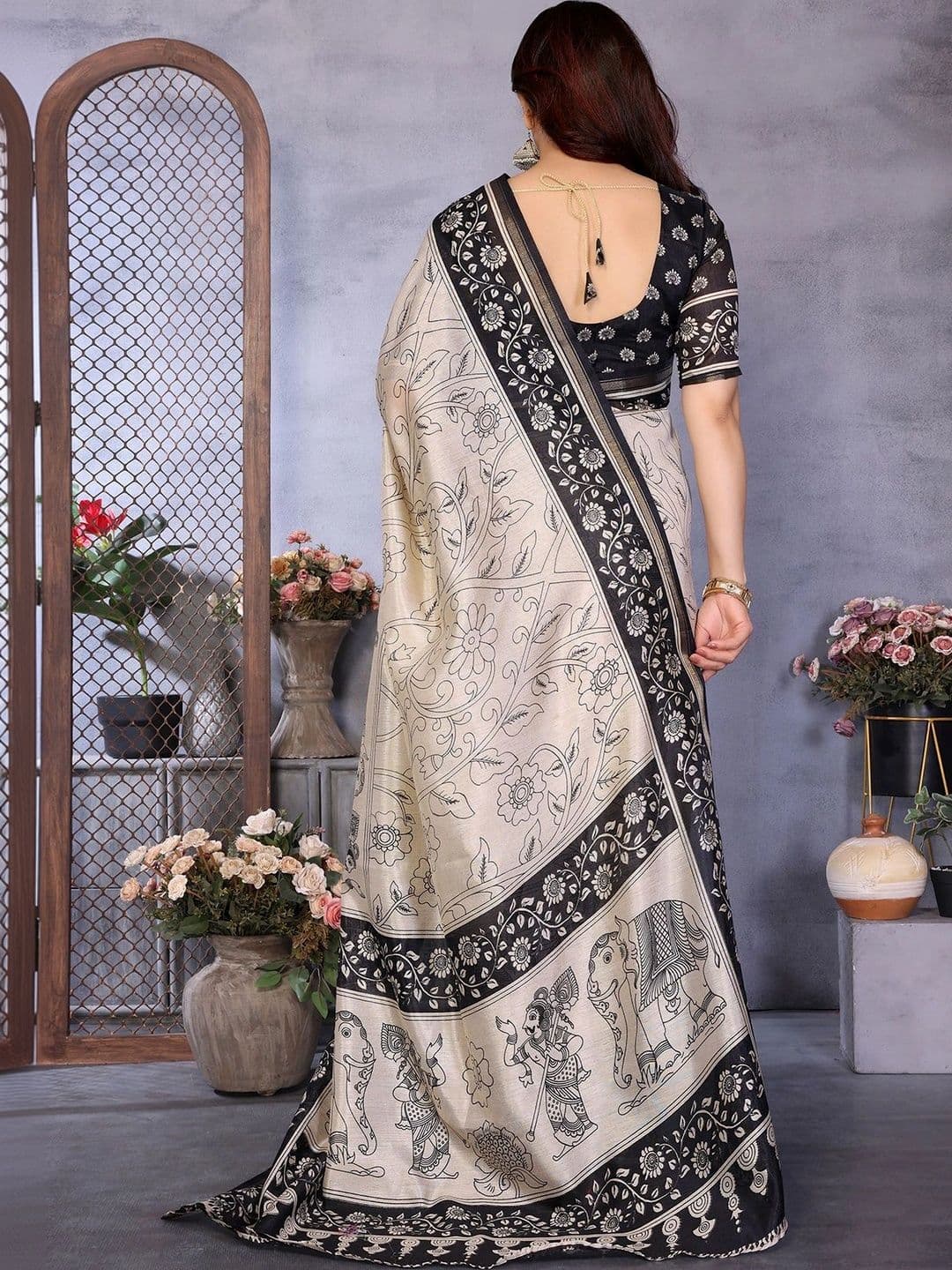 priyashi Ethnic Motifs Linen Blend Saree thumbnail 2