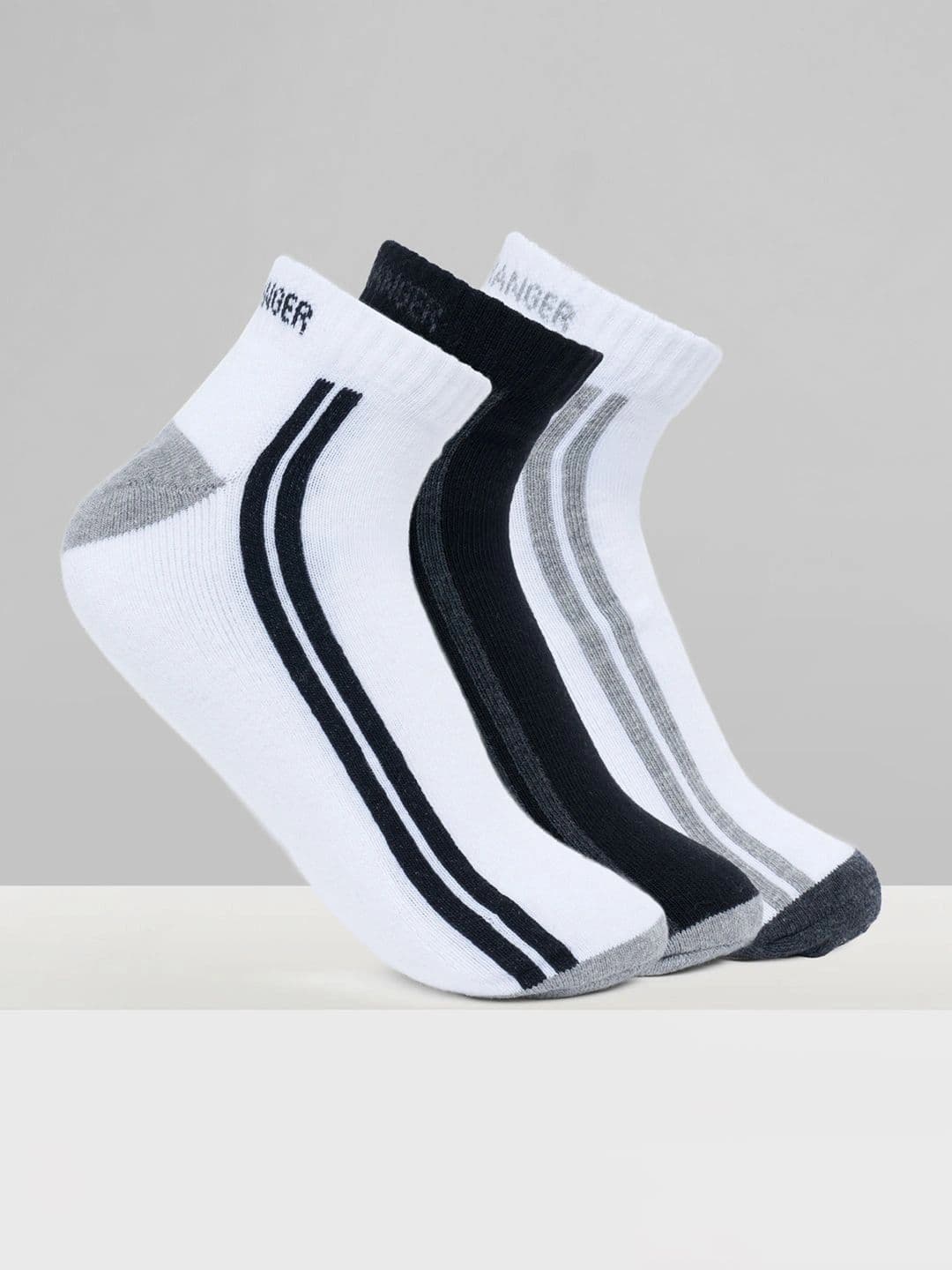 Urban Ranger by pantaloons Men Pack of 3 Cotton Blend Assorted Striped Ankle Length Socks - view 1