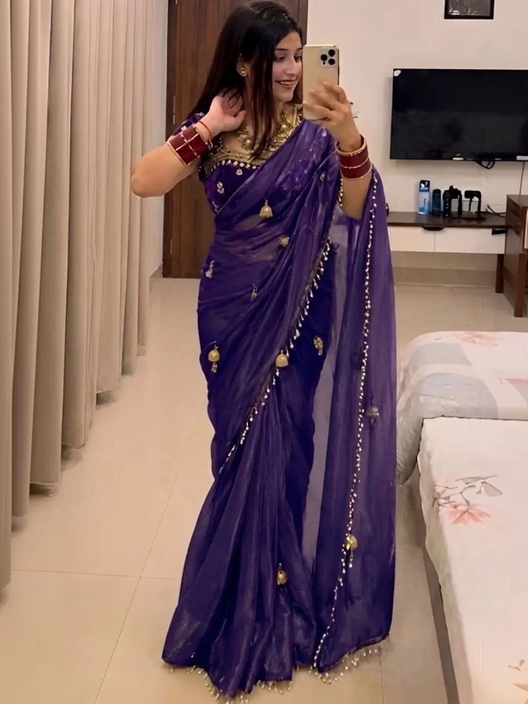 LabelVASTRA Embroidered Silk Blend Saree - view 1