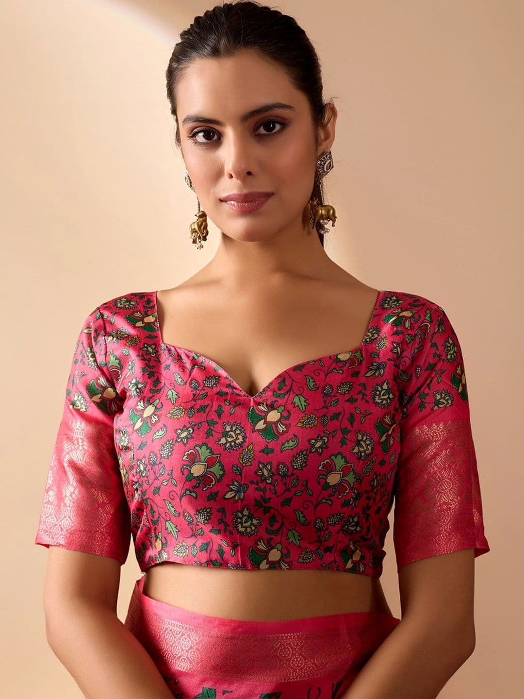 Moda Rapido Floral Zari Silk Blend Designer Saree thumbnail 2