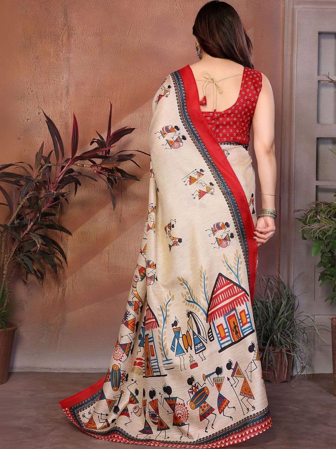 Lookmark Warli Art Silk Saree thumbnail 4
