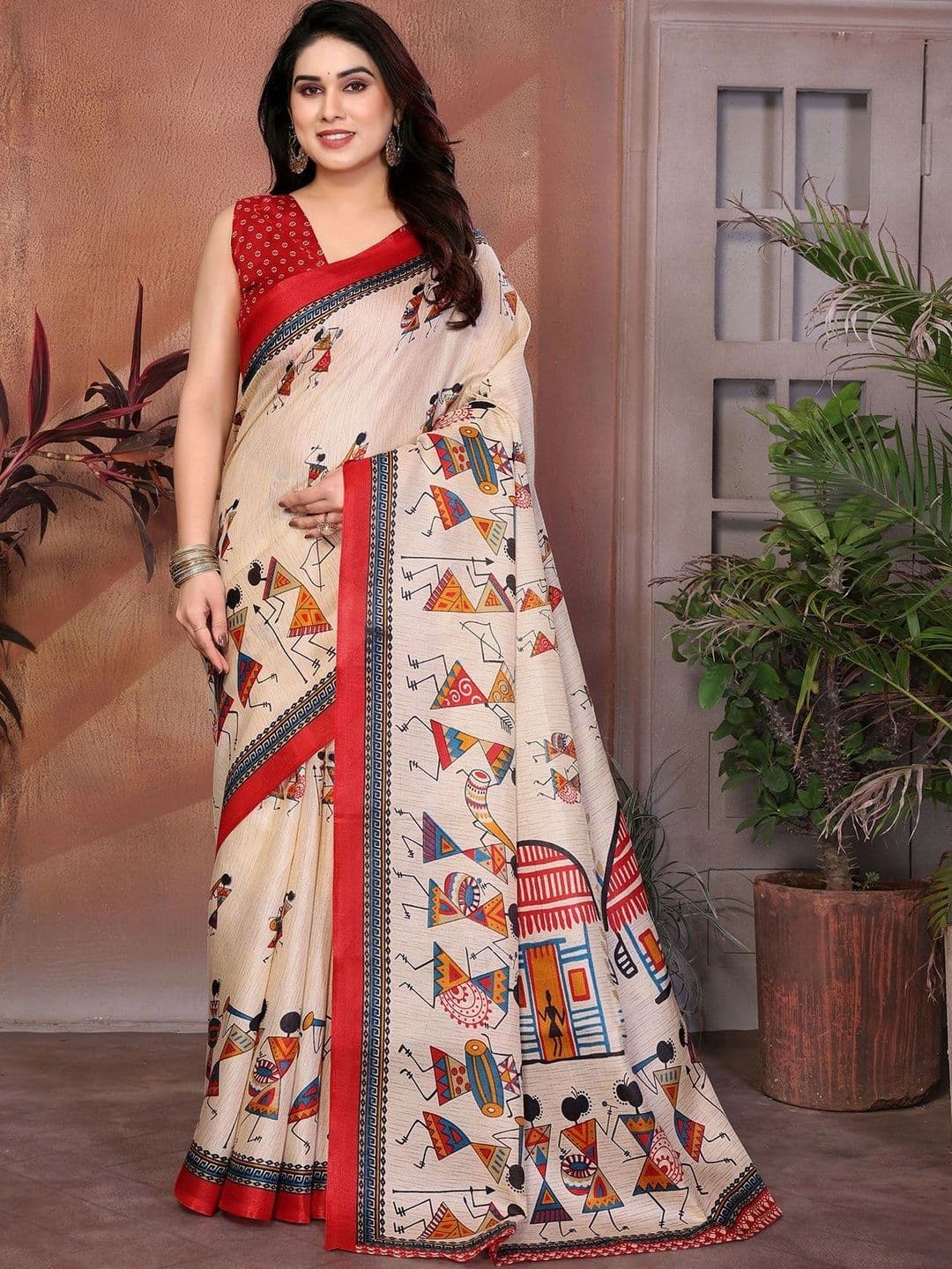 SZN Warli Art Silk Saree thumbnail 3