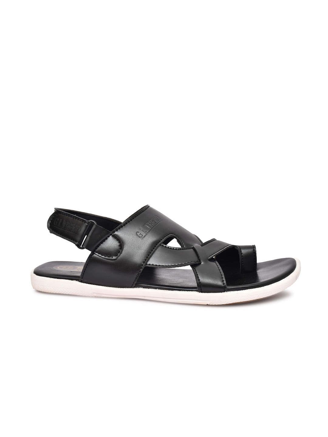 G L Trend Men Black Solid Casual Comfort Sandals with Cross-Strap Design thumbnail 6