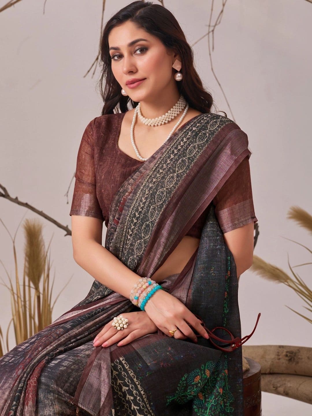 Moda Rapido Linen Blend Designer Saree thumbnail 6