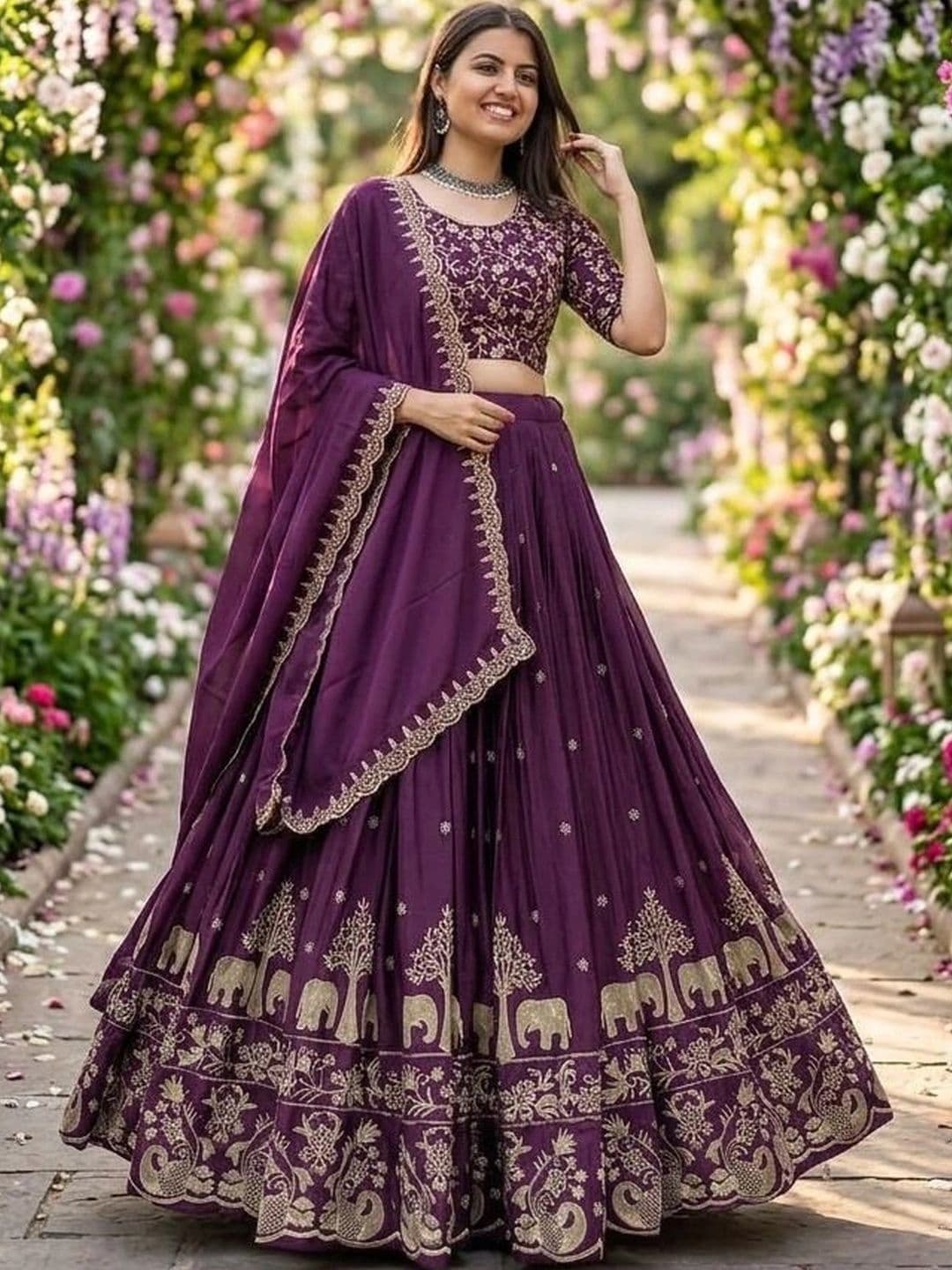 all about you Embroidered Thread Work Semi-Stitched Lehenga & Blouse With Dupatta thumbnail 4