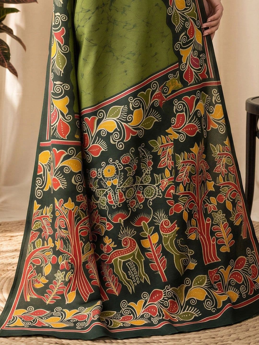 Anouk Kalamkari Designer Block Print Saree thumbnail 4
