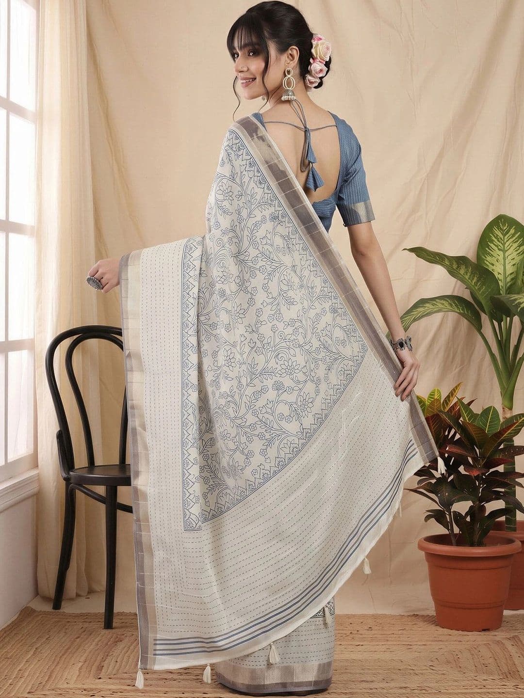 Anouk Embellished Silk Cotton Designer Chanderi Saree thumbnail 4