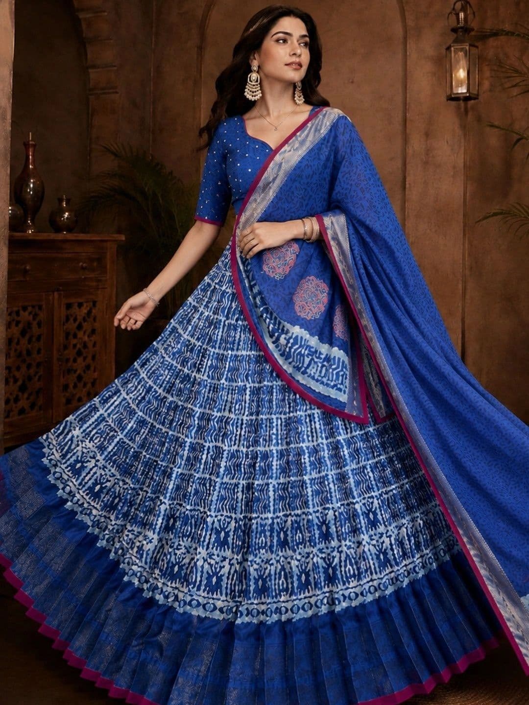 KALINI Embellished Thread Work Ready to Wear Lehenga & Unstitched Blouse With Dupatta thumbnail 2