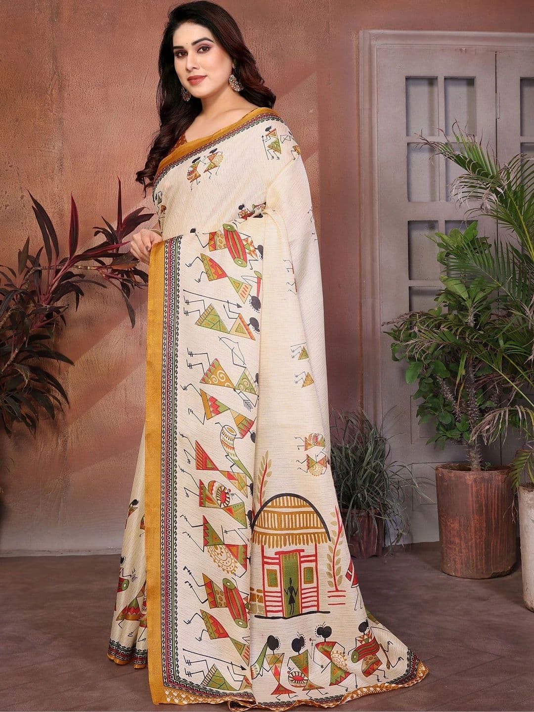 KALINI Warli Art Silk Saree thumbnail 3