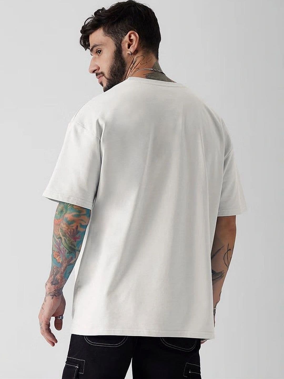 Moda rapido X TOGS & TERRE Men Printed Drop-Shoulder Sleeves Organic Cotton Blend T-shirt thumbnail 4