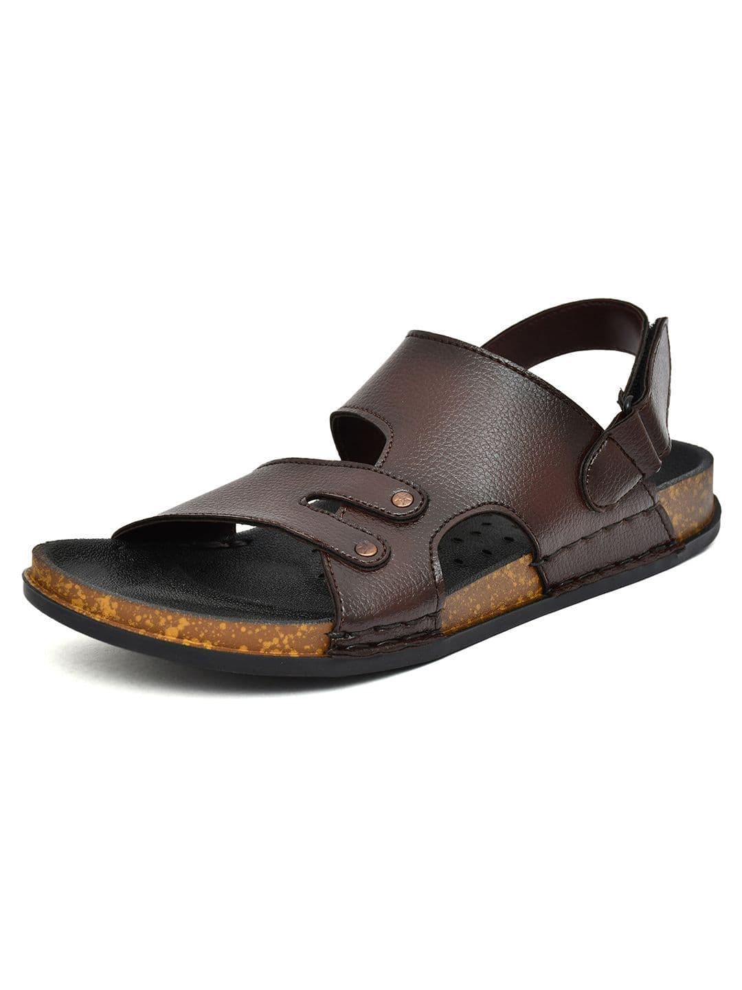 G L Trend Men Casual Waterproof Leather Brown Velcro Sandals thumbnail 6