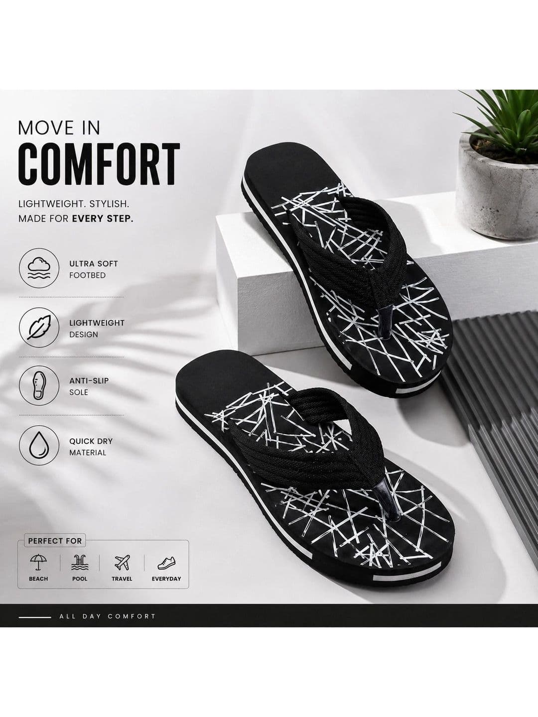 ENRIZZ Men Printed Thong Flip-Flops thumbnail 4