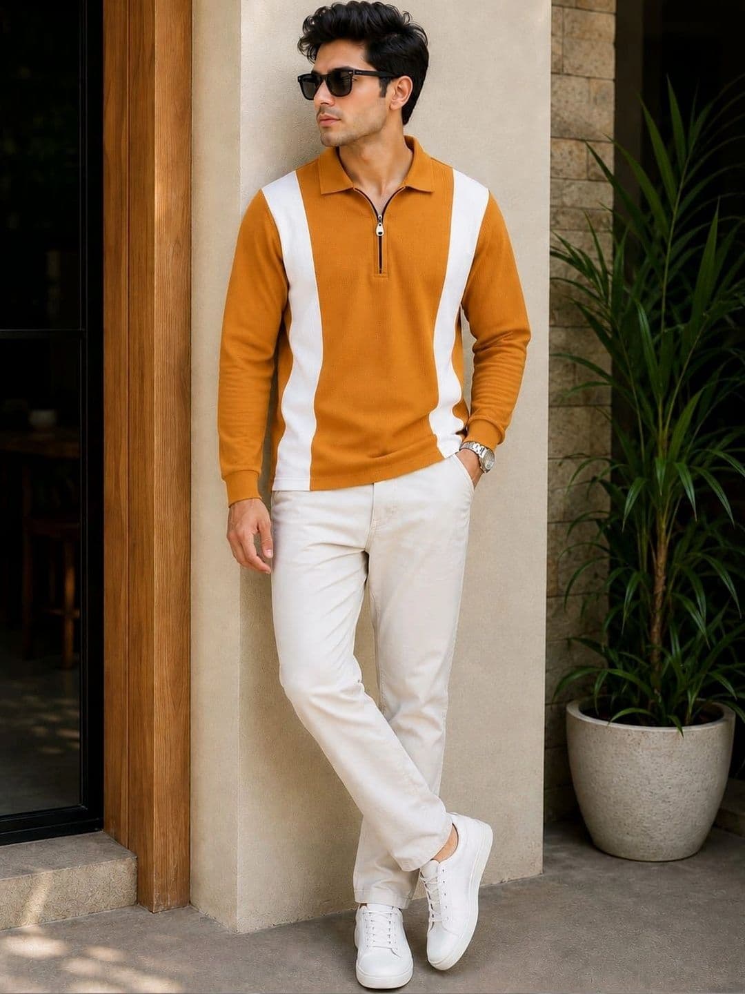 Blushme Men Colourblocked Polo Collar T-shirt thumbnail 2