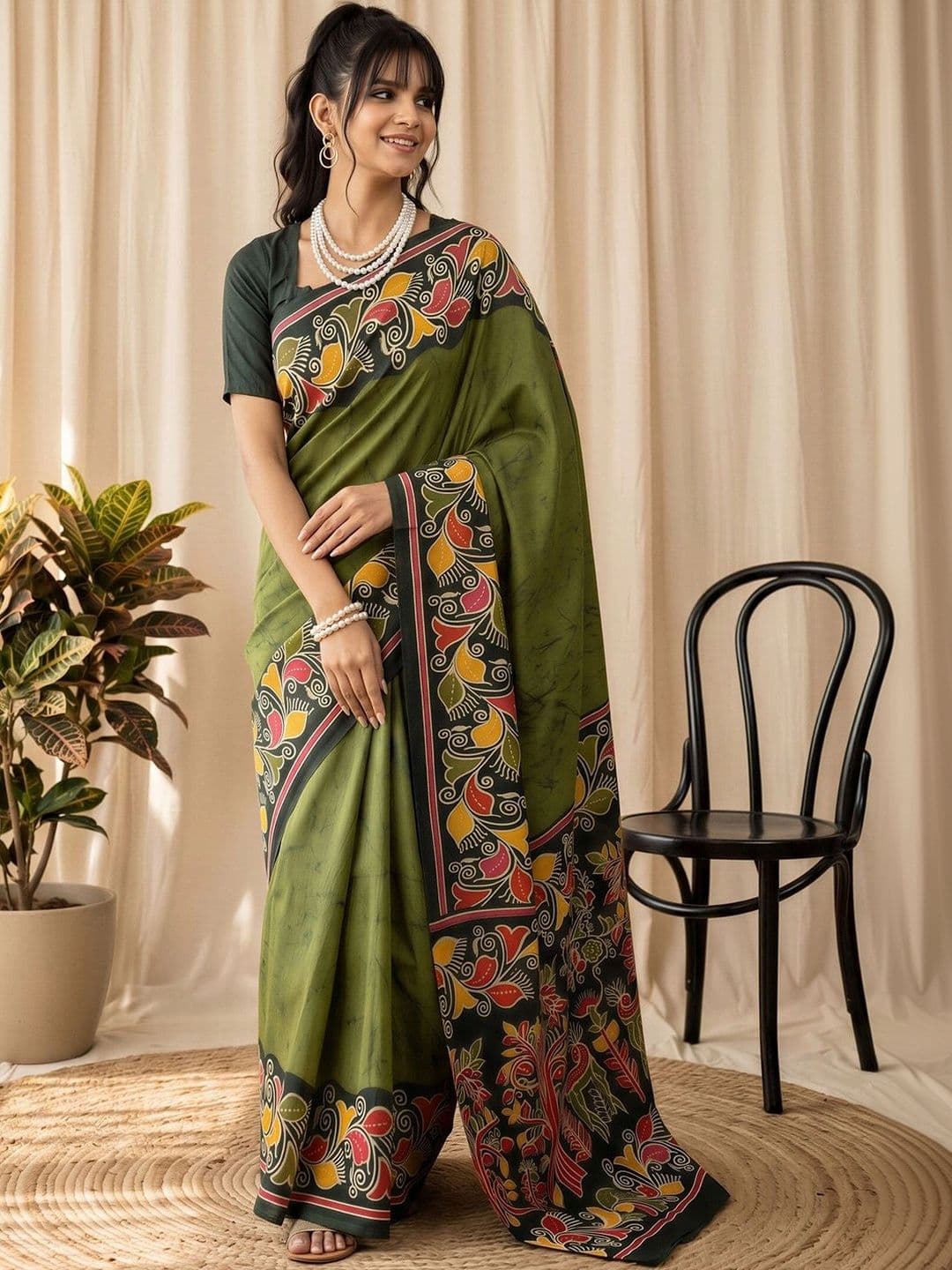 Anouk Kalamkari Designer Block Print Saree thumbnail 2