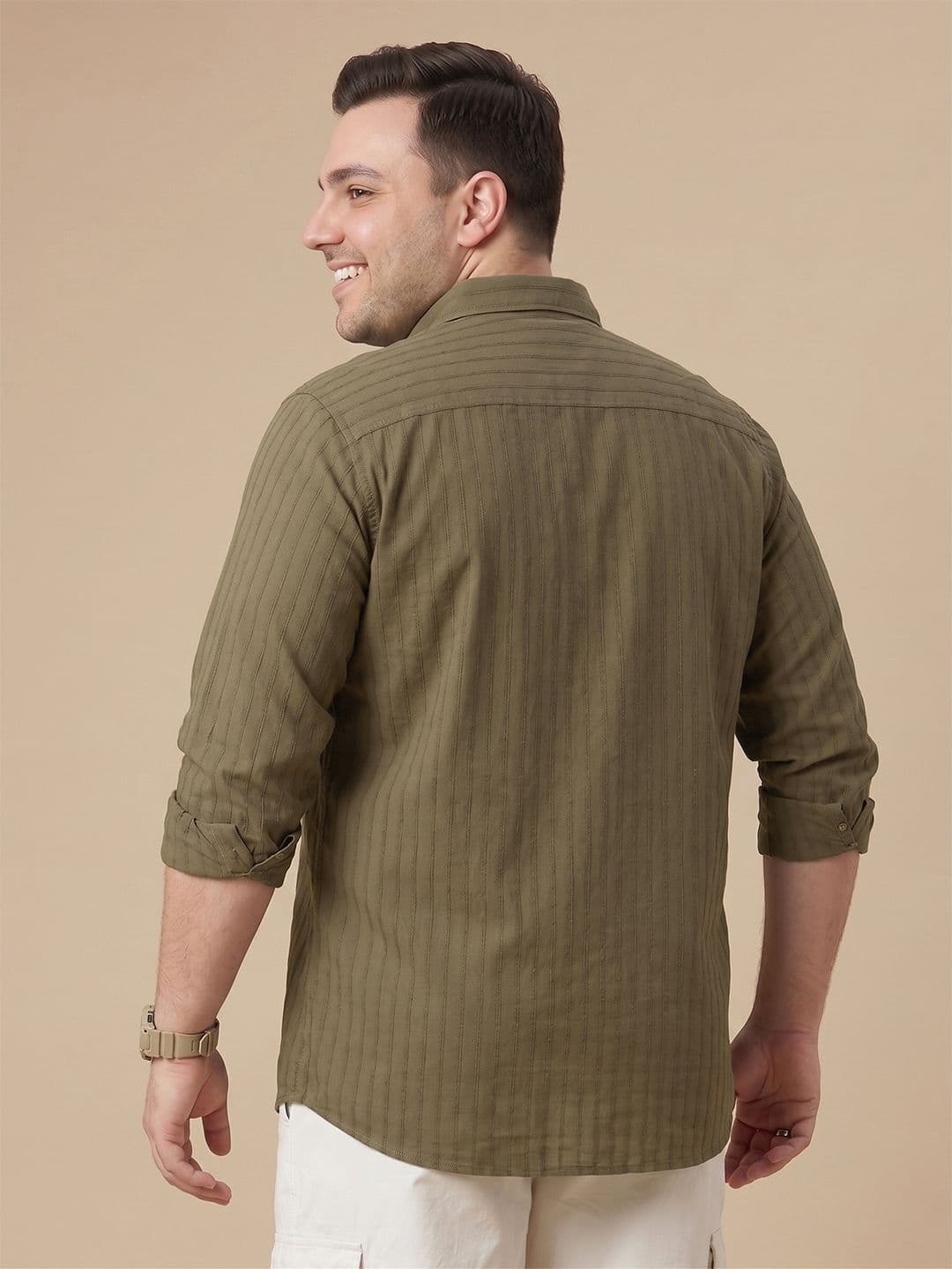 Sztori Plus Size Textured Pure Cotton Casual Shirt thumbnail 2