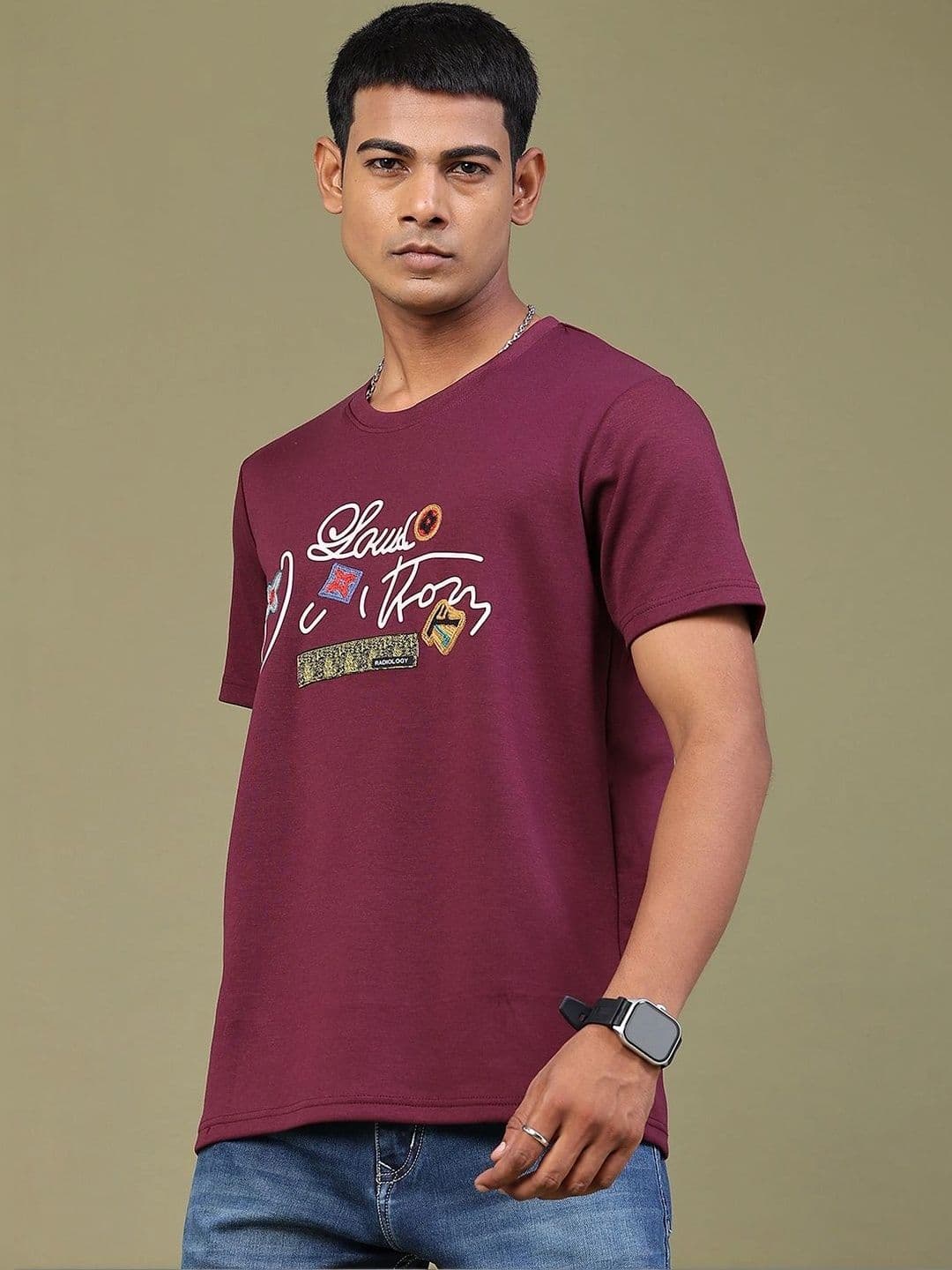 V-Mart Men Printed Applique Slim Fit T-shirt thumbnail 3