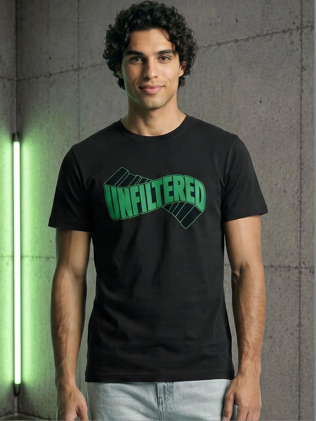 Bewakoof Men's Black Unfiltered Typography T-shirt - view 1