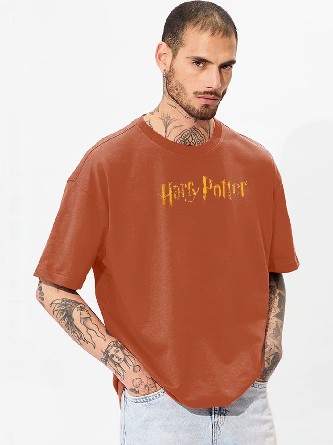 Moda rapido X TOGS & TERRE Men Typography Printed Drop-Shoulder Sleeves Organic Cotton Blend T-shirt - view 1