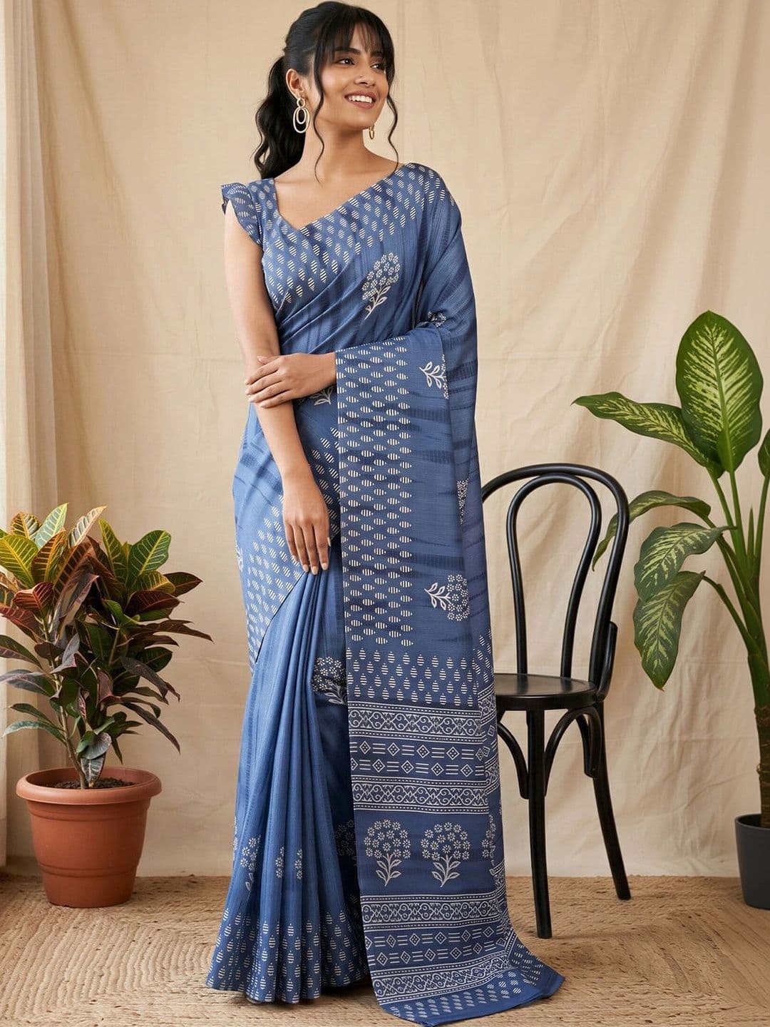 Anouk Batik Designer Block Print Saree - view 1