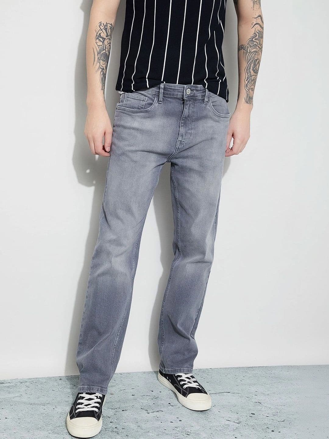 Fame Forever by Lifestyle Men Straight Fit Mid-Rise Low Distress Stretchable Jeans thumbnail 6